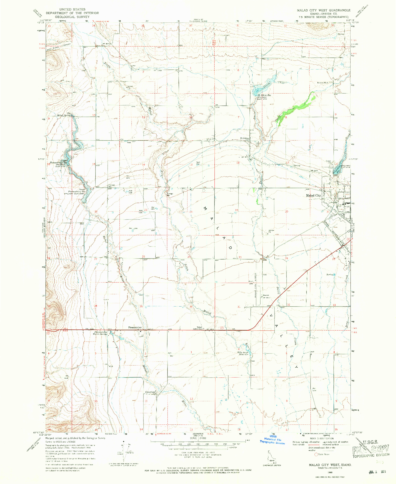 USGS 1:24000-SCALE QUADRANGLE FOR MALAD CITY WEST, ID 1968