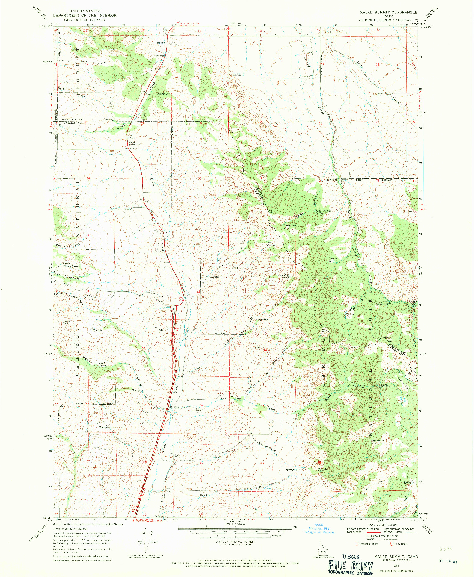 USGS 1:24000-SCALE QUADRANGLE FOR MALAD SUMMIT, ID 1968