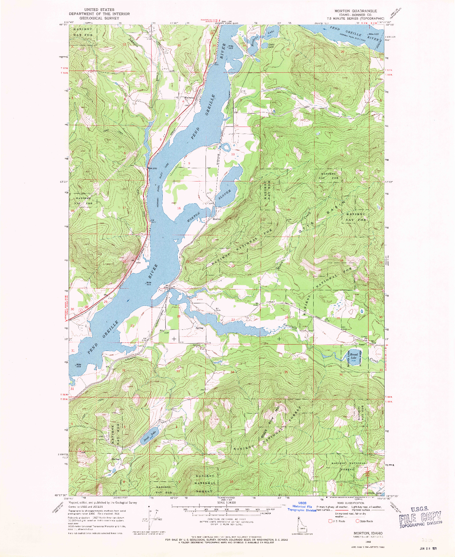 USGS 1:24000-SCALE QUADRANGLE FOR MORTON, ID 1968