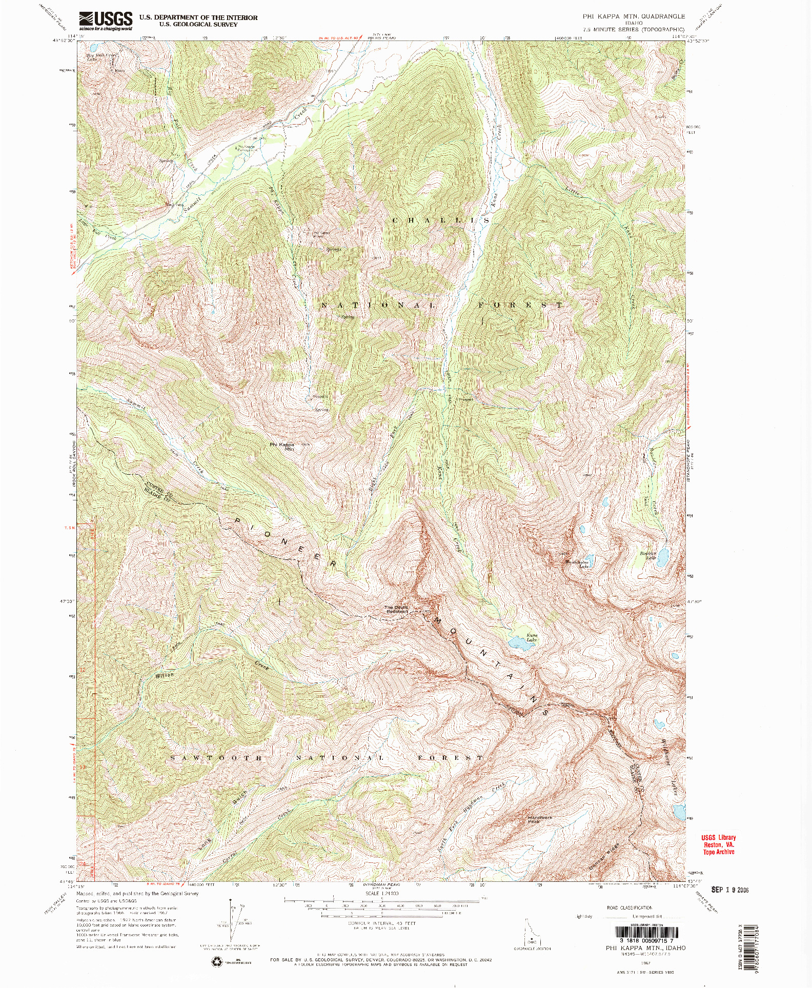 USGS 1:24000-SCALE QUADRANGLE FOR PHI KAPPA MTN, ID 1967