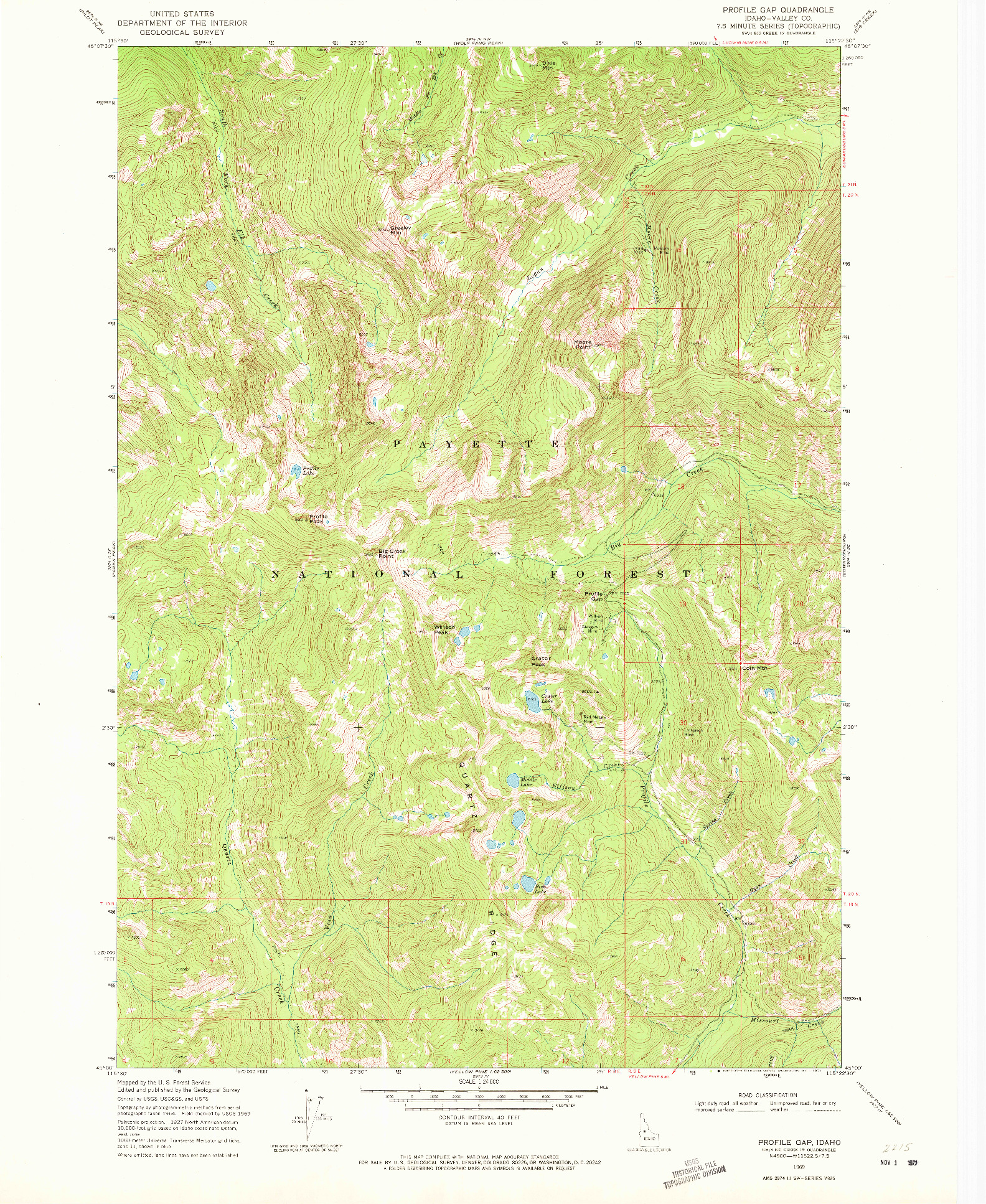 USGS 1:24000-SCALE QUADRANGLE FOR PROFILE GAP, ID 1969