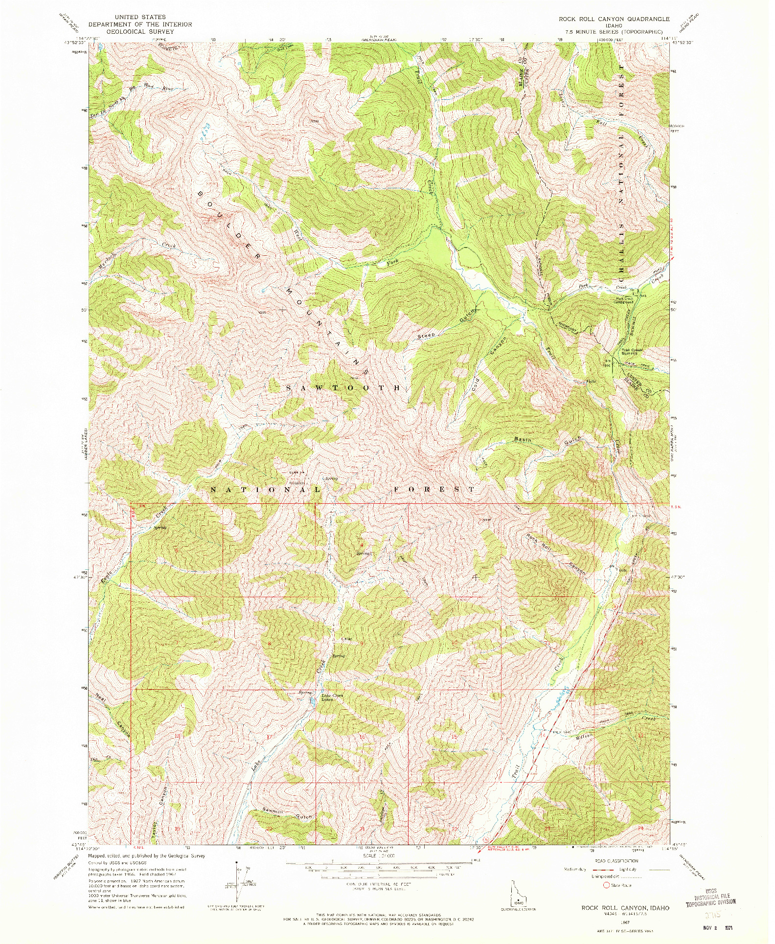 USGS 1:24000-SCALE QUADRANGLE FOR ROCK ROLL CANYON, ID 1967