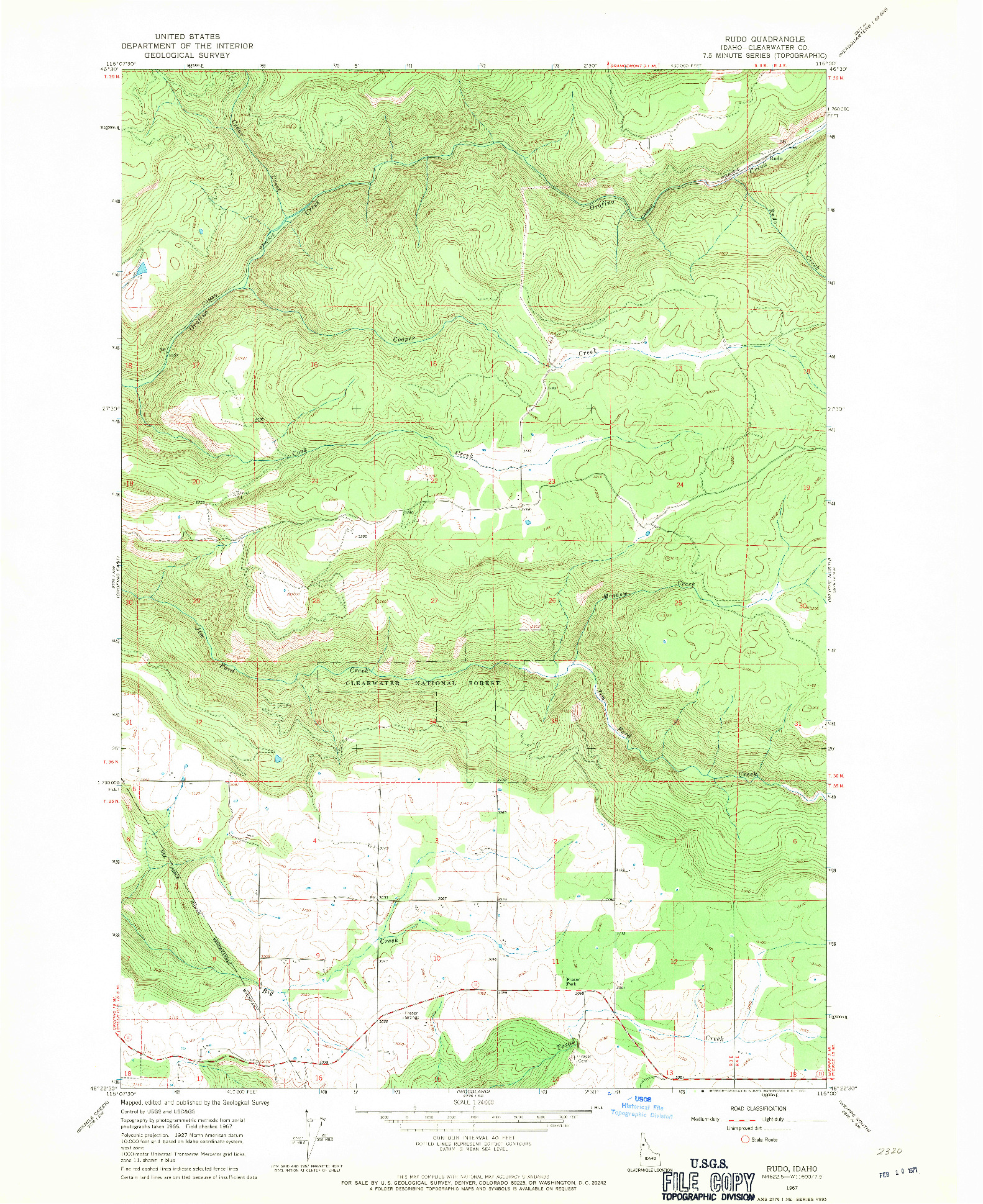 USGS 1:24000-SCALE QUADRANGLE FOR RUDO, ID 1967