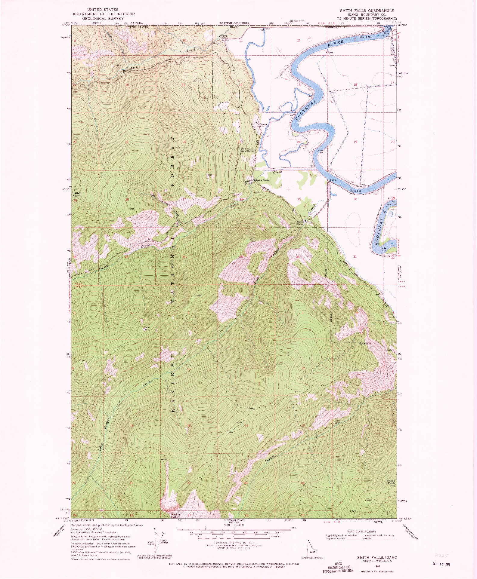 USGS 1:24000-SCALE QUADRANGLE FOR SMITH FALLS, ID 1968