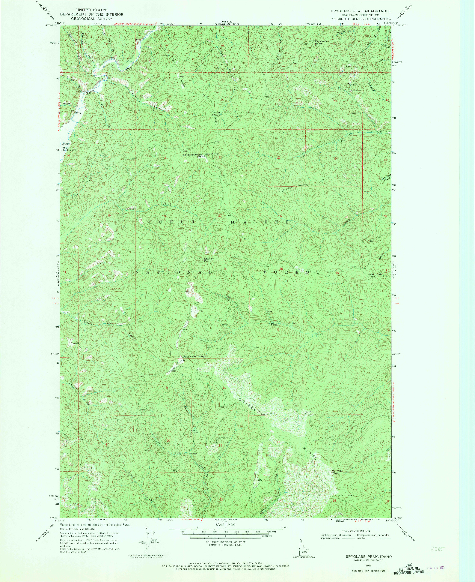 USGS 1:24000-SCALE QUADRANGLE FOR SPYGLASS PEAK, ID 1966