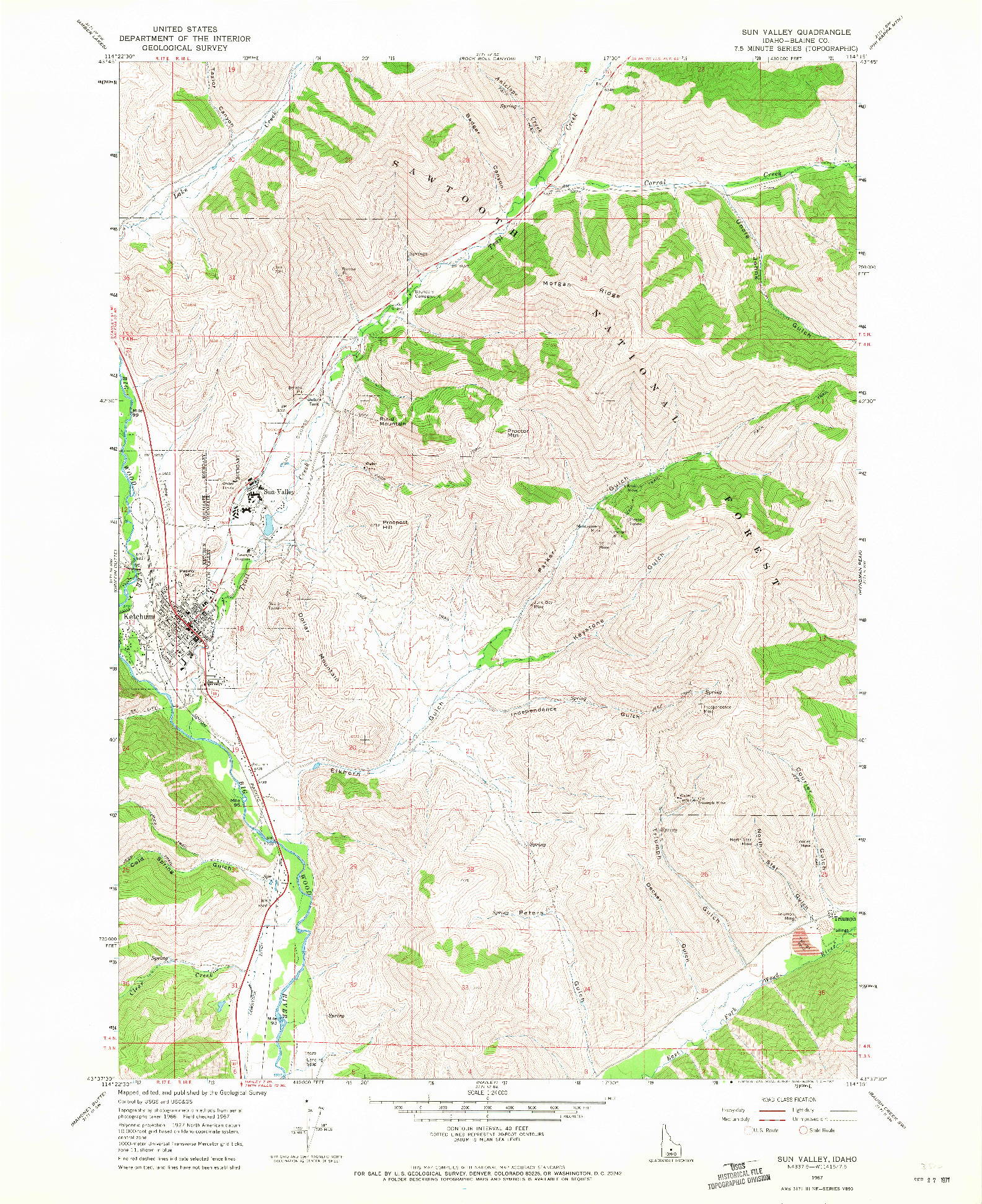 USGS 1:24000-SCALE QUADRANGLE FOR SUN VALLEY, ID 1967