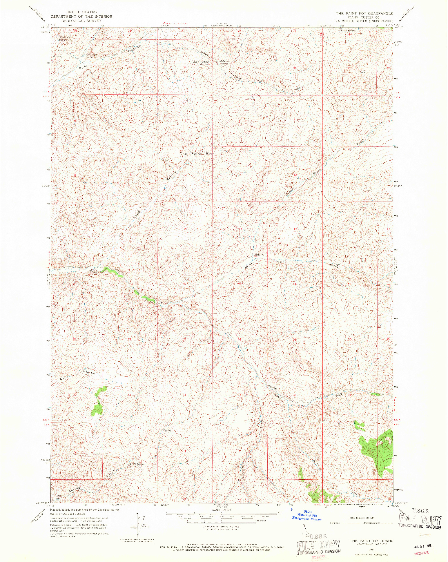 USGS 1:24000-SCALE QUADRANGLE FOR THE PAINT POT, ID 1967