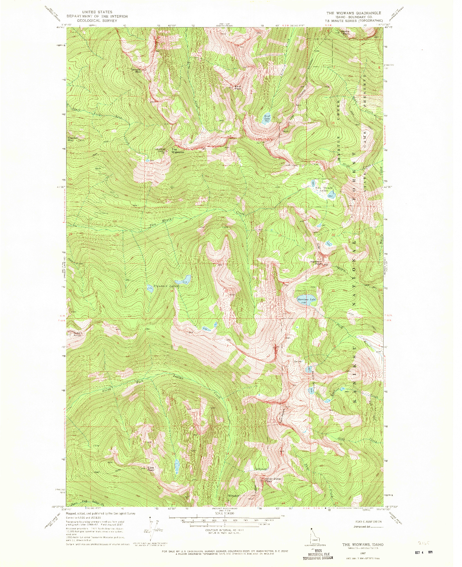 USGS 1:24000-SCALE QUADRANGLE FOR THE WIGWAMS, ID 1967