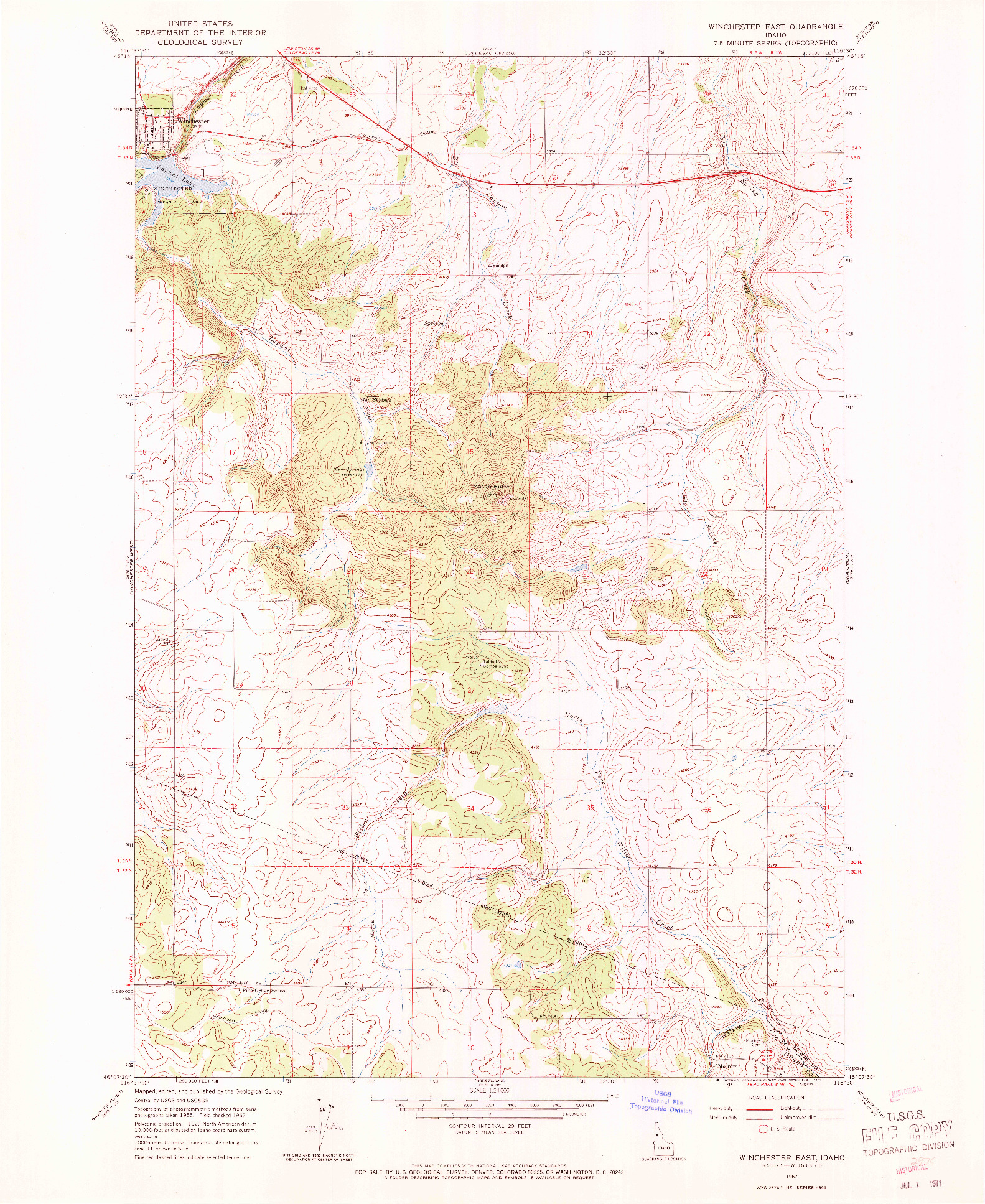 USGS 1:24000-SCALE QUADRANGLE FOR WINCHESTER EAST, ID 1967