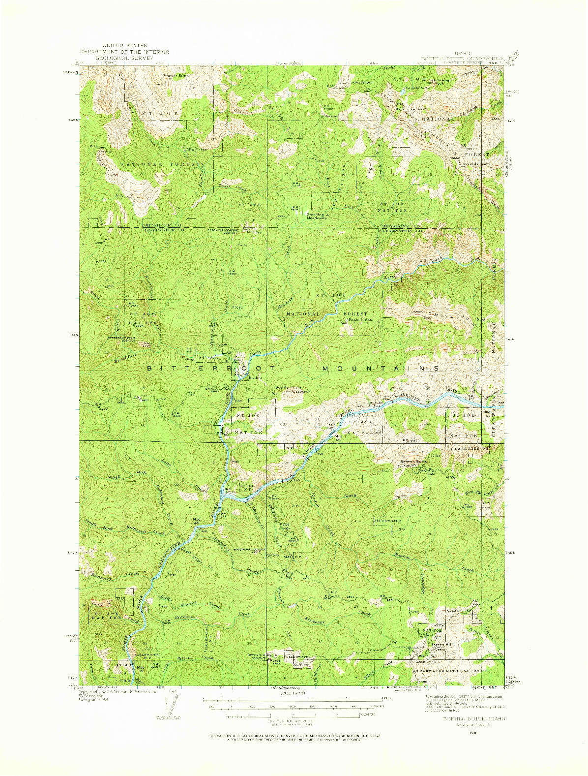 USGS 1:62500-SCALE QUADRANGLE FOR BOEHLS BUTTE, ID 1936