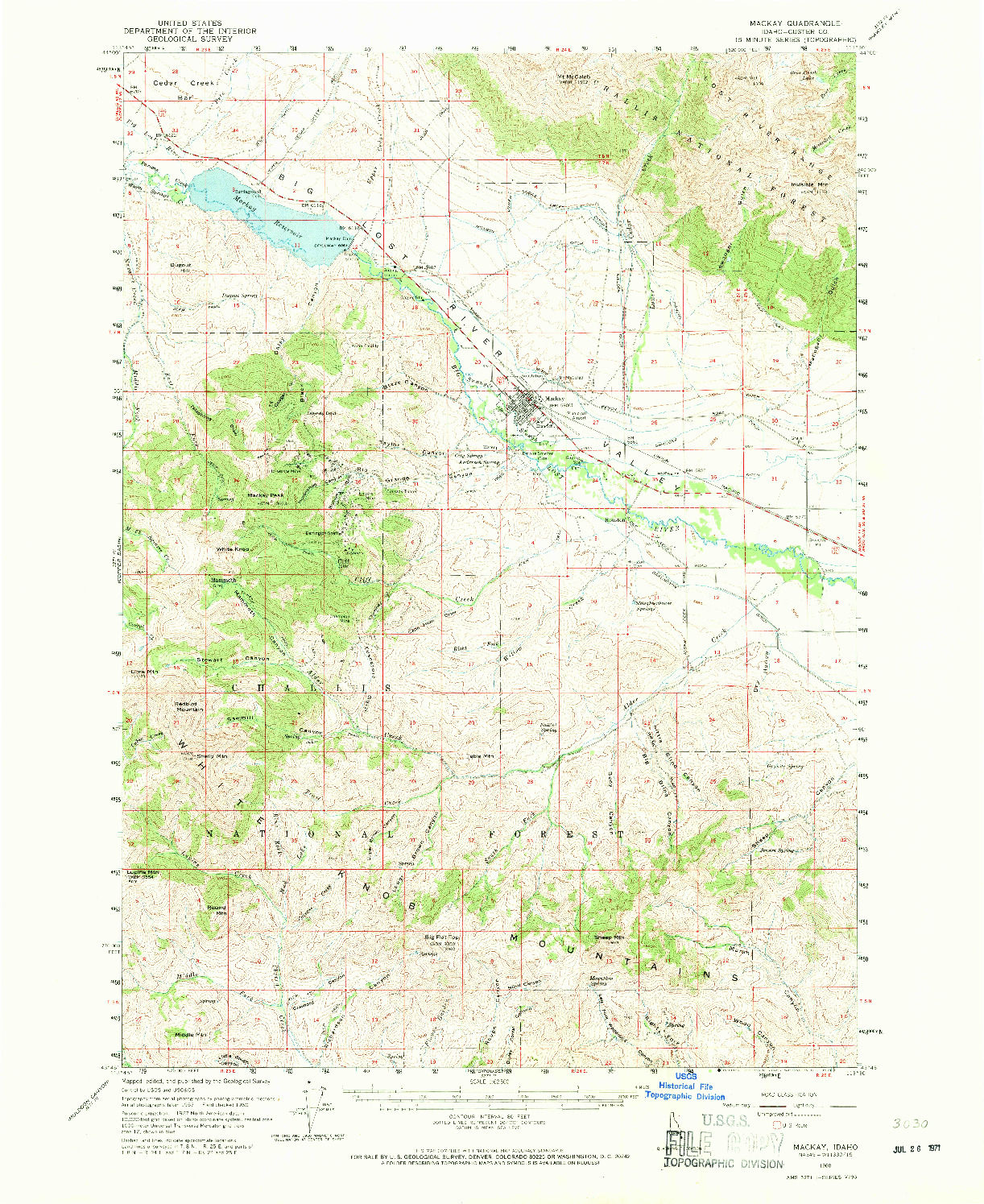 USGS 1:62500-SCALE QUADRANGLE FOR MACKAY, ID 1960
