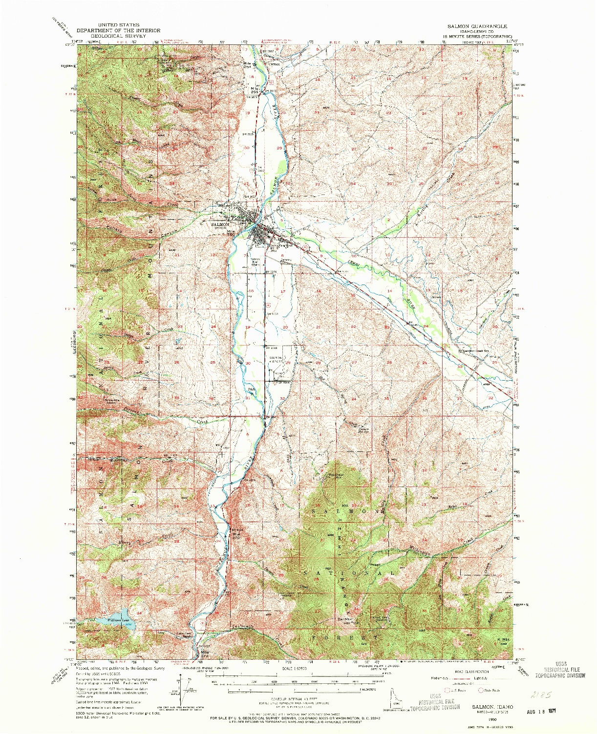 USGS 1:62500-SCALE QUADRANGLE FOR SALMON, ID 1950