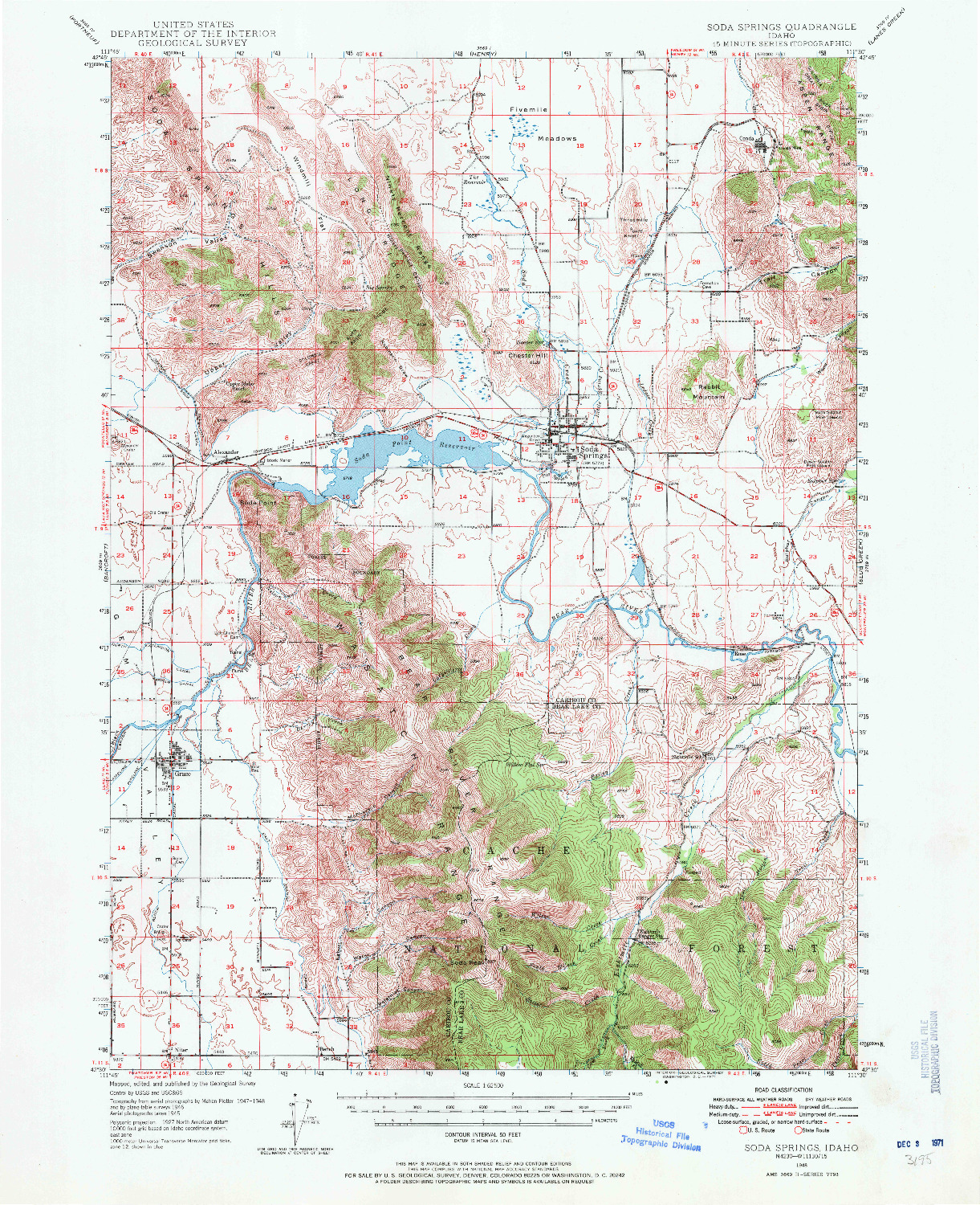 USGS 1:62500-SCALE QUADRANGLE FOR SODA SPRINGS, ID 1948