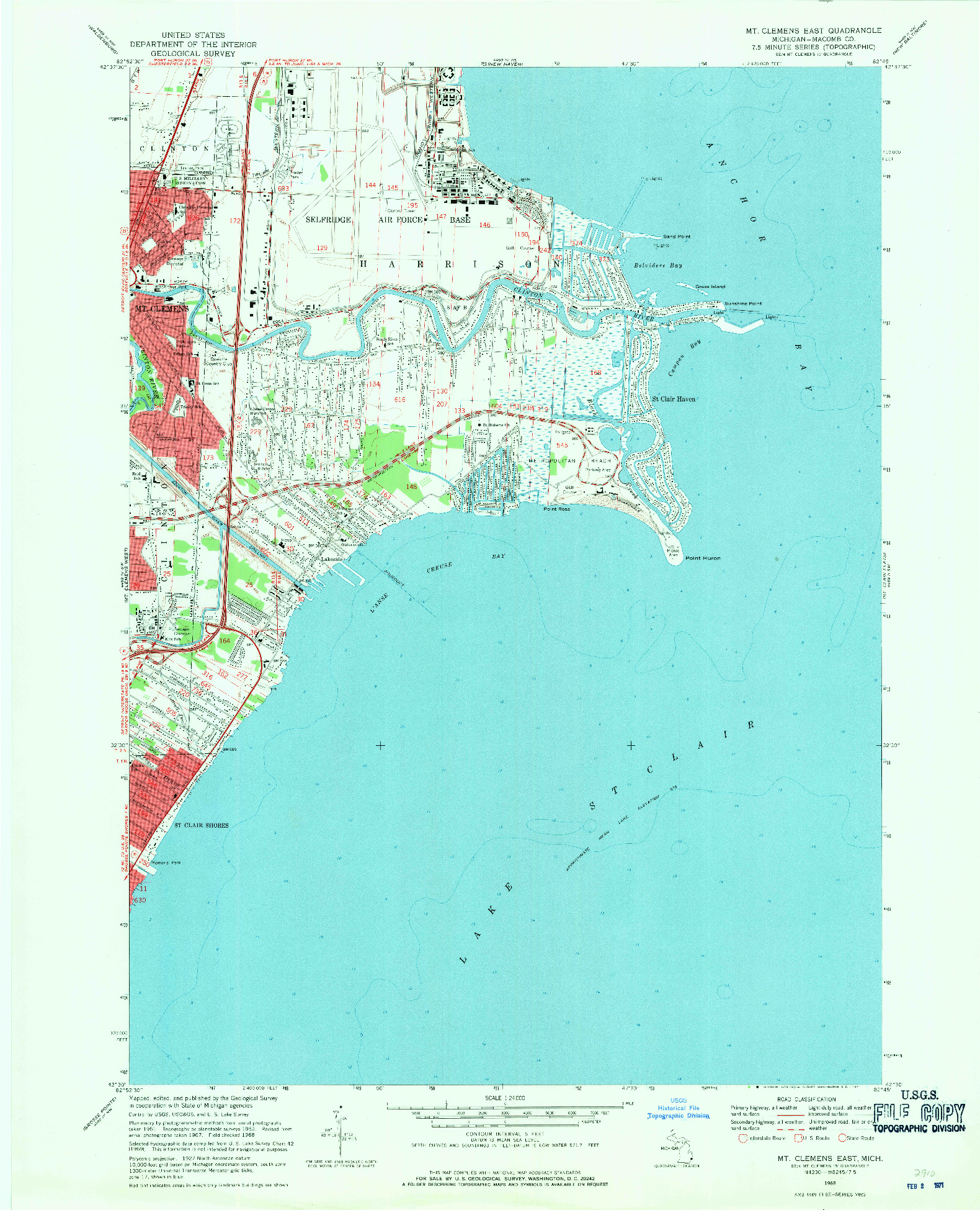 USGS 1:24000-SCALE QUADRANGLE FOR MT CLEMENS EAST, MI 1968