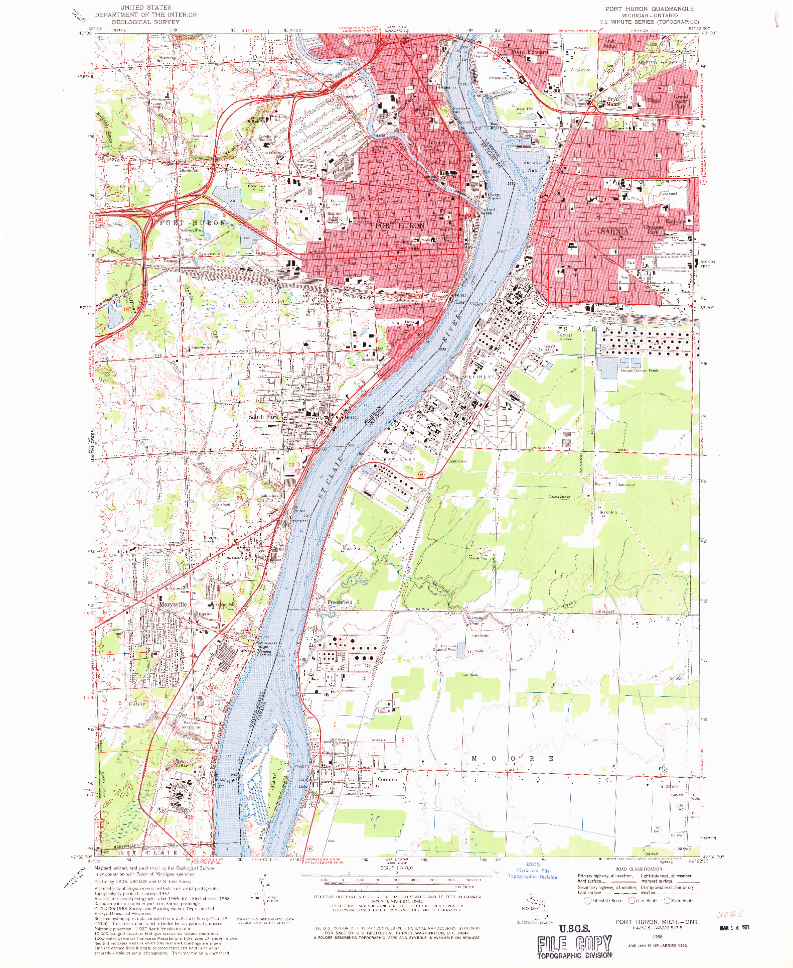 USGS 1:24000-SCALE QUADRANGLE FOR PORT HURON, MI 1968