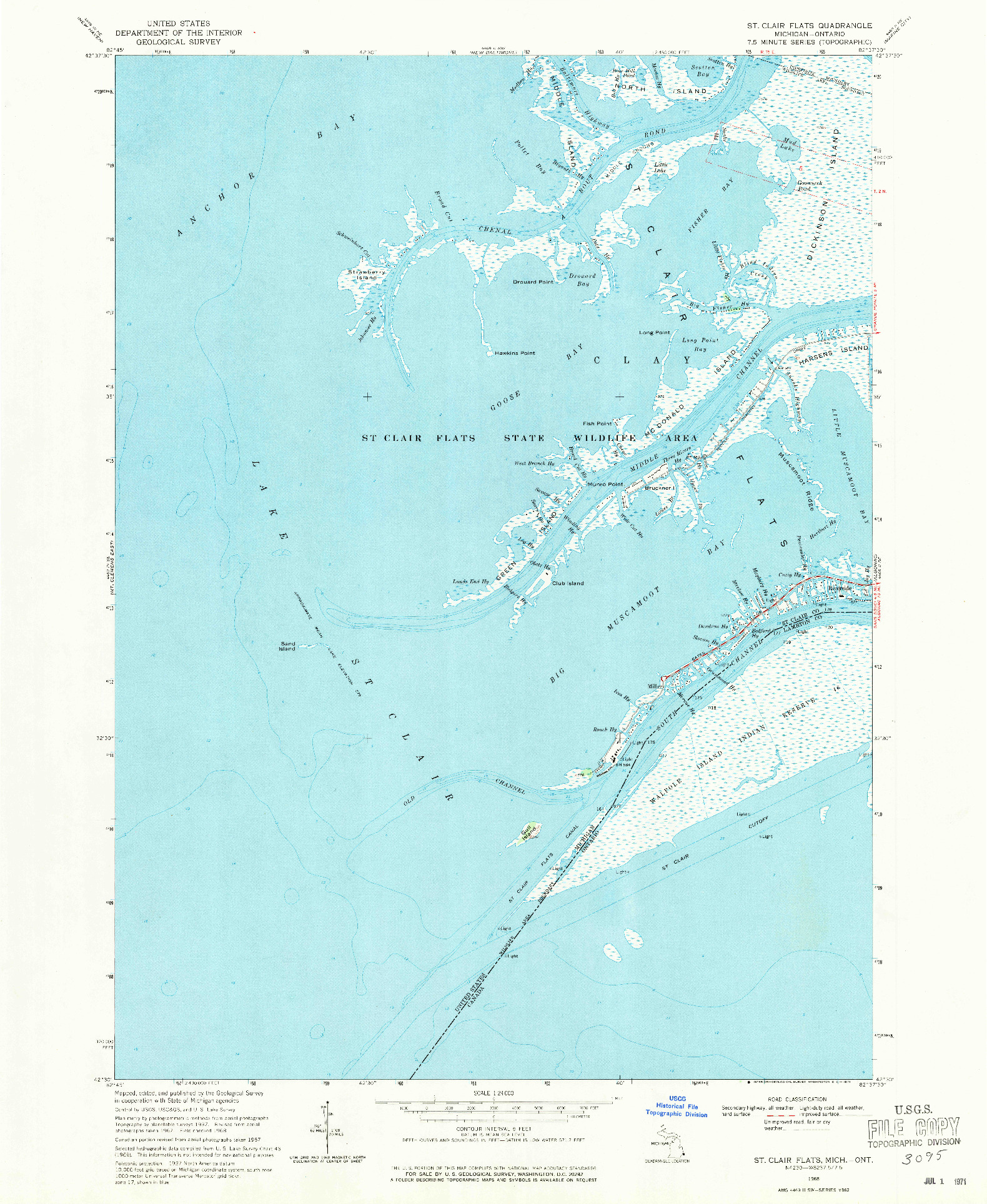 USGS 1:24000-SCALE QUADRANGLE FOR ST. CLAIR FLATS, MI 1968