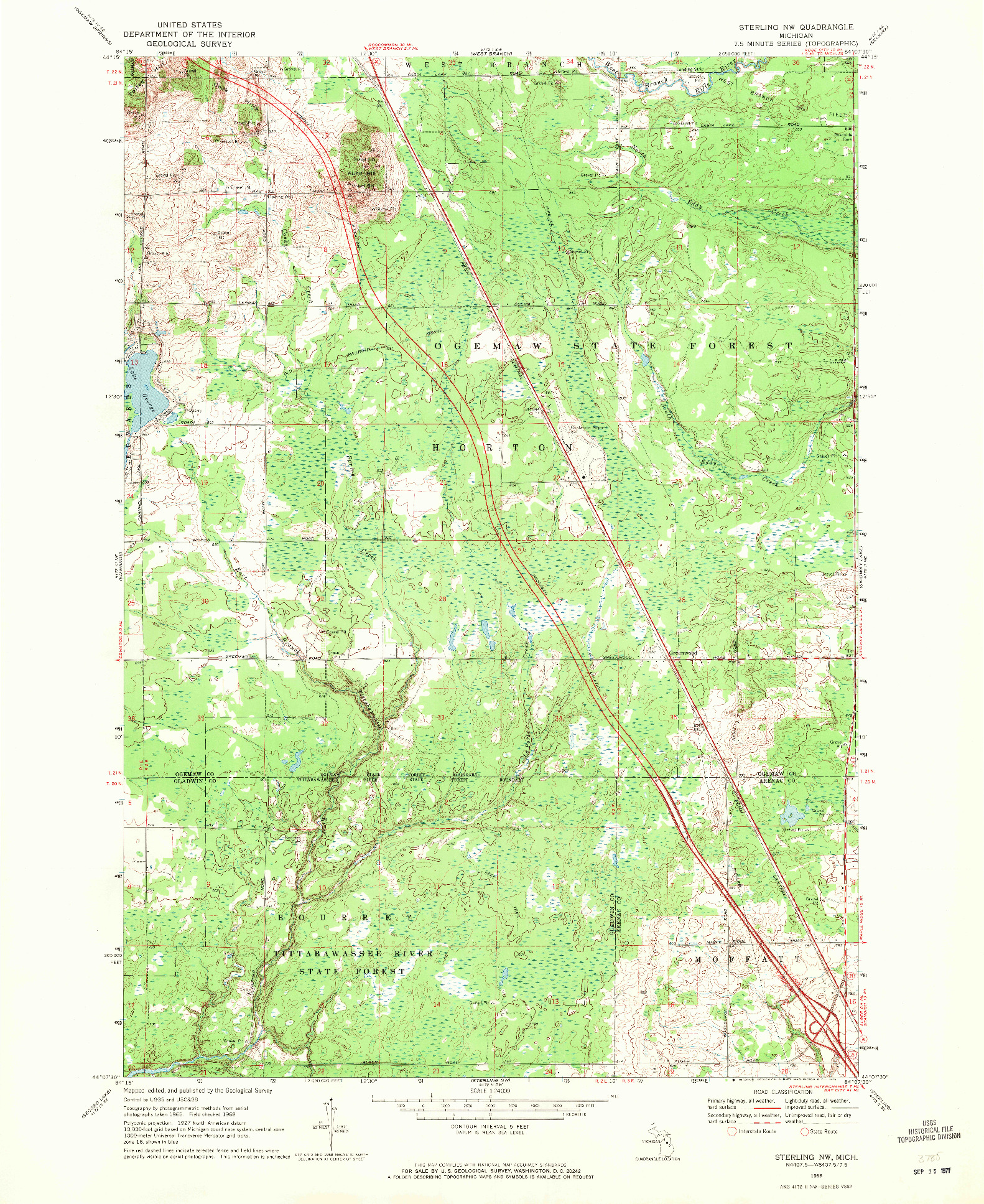 USGS 1:24000-SCALE QUADRANGLE FOR STERLING NW, MI 1968