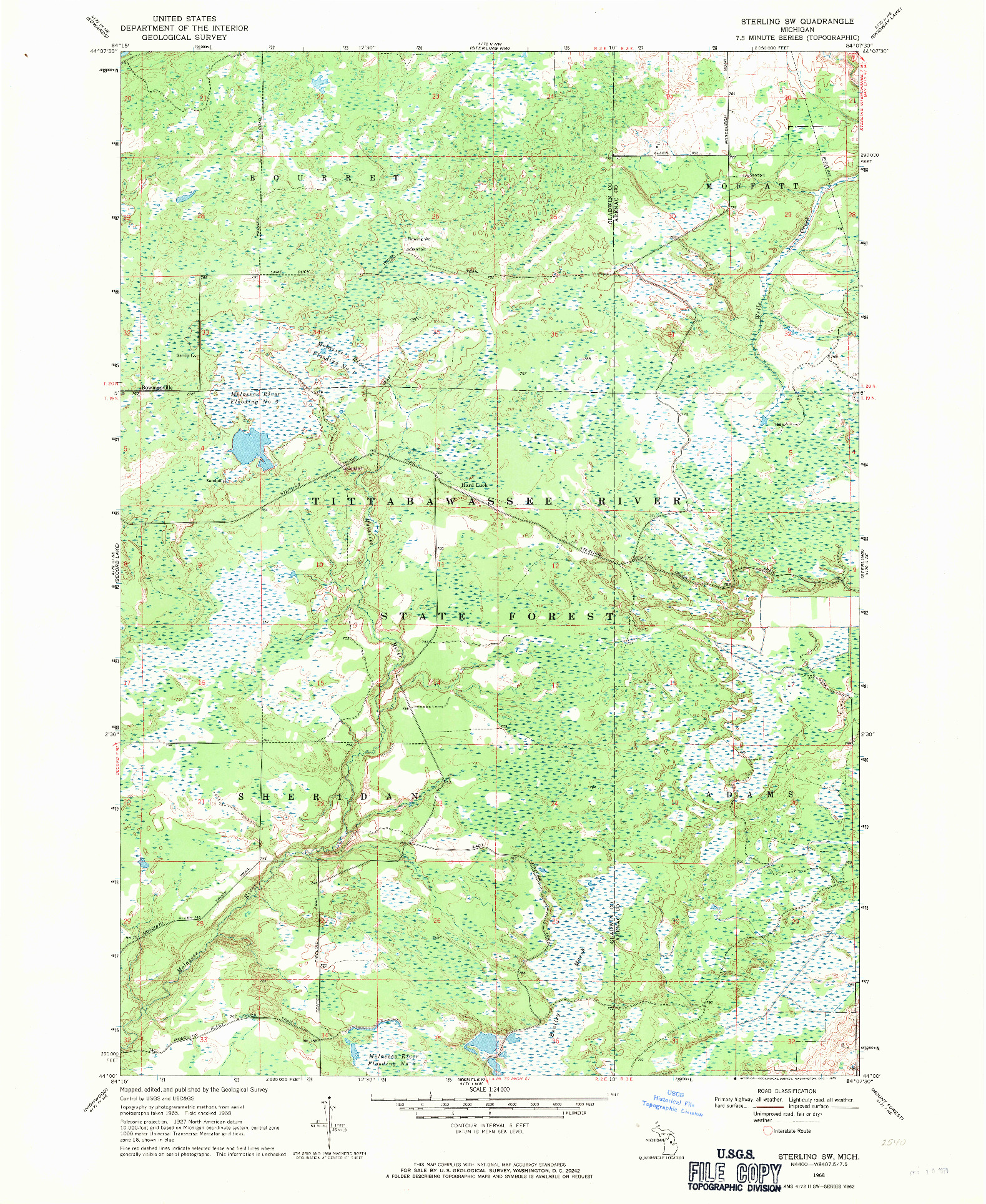 USGS 1:24000-SCALE QUADRANGLE FOR STERLING SW, MI 1968