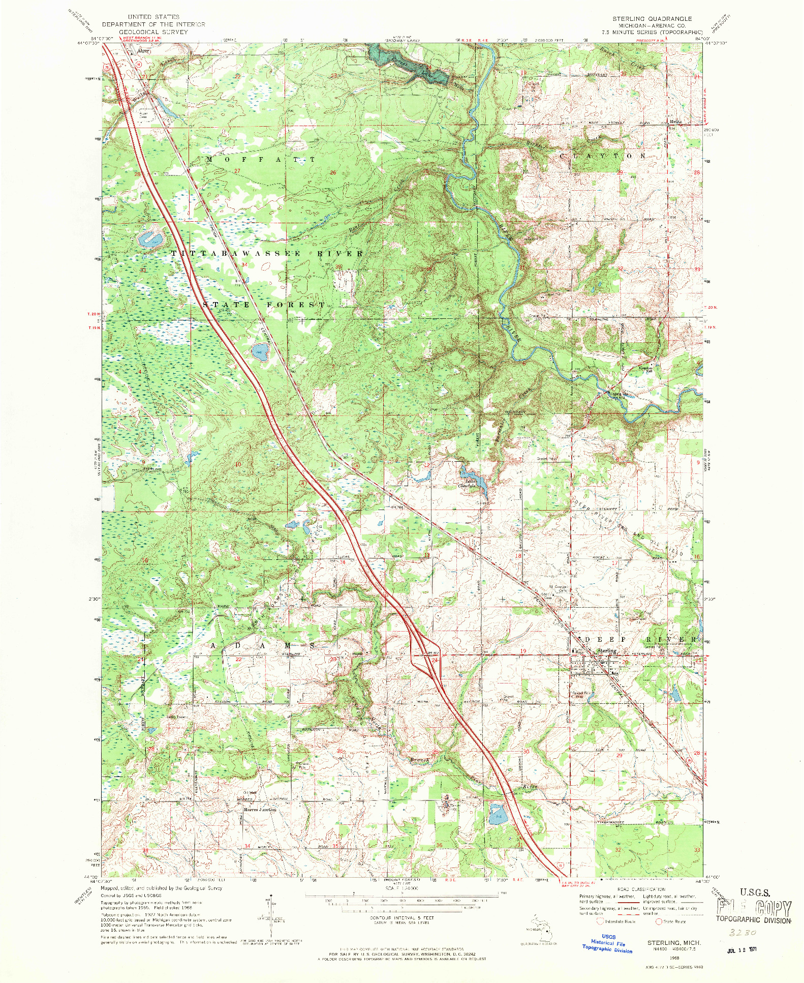 USGS 1:24000-SCALE QUADRANGLE FOR STERLING, MI 1968