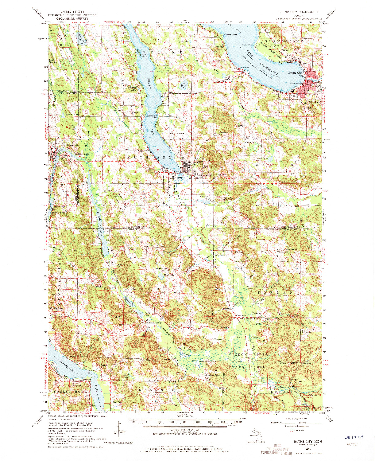 USGS 1:62500-SCALE QUADRANGLE FOR BOYNE CITY, MI 1961