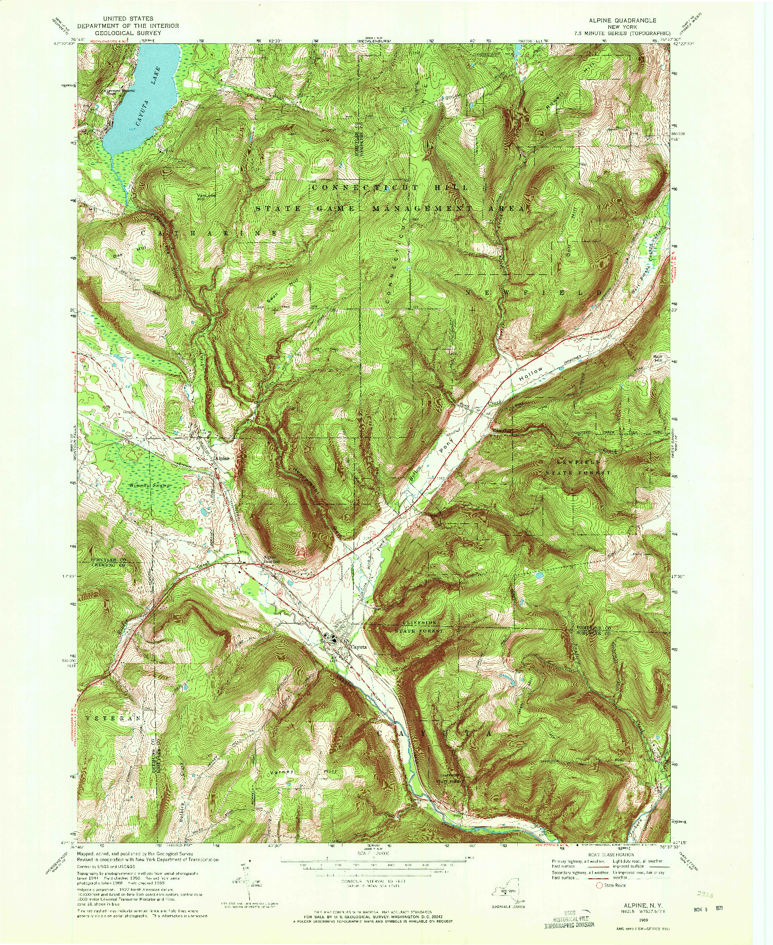 USGS 1:24000-SCALE QUADRANGLE FOR ALPINE, NY 1969