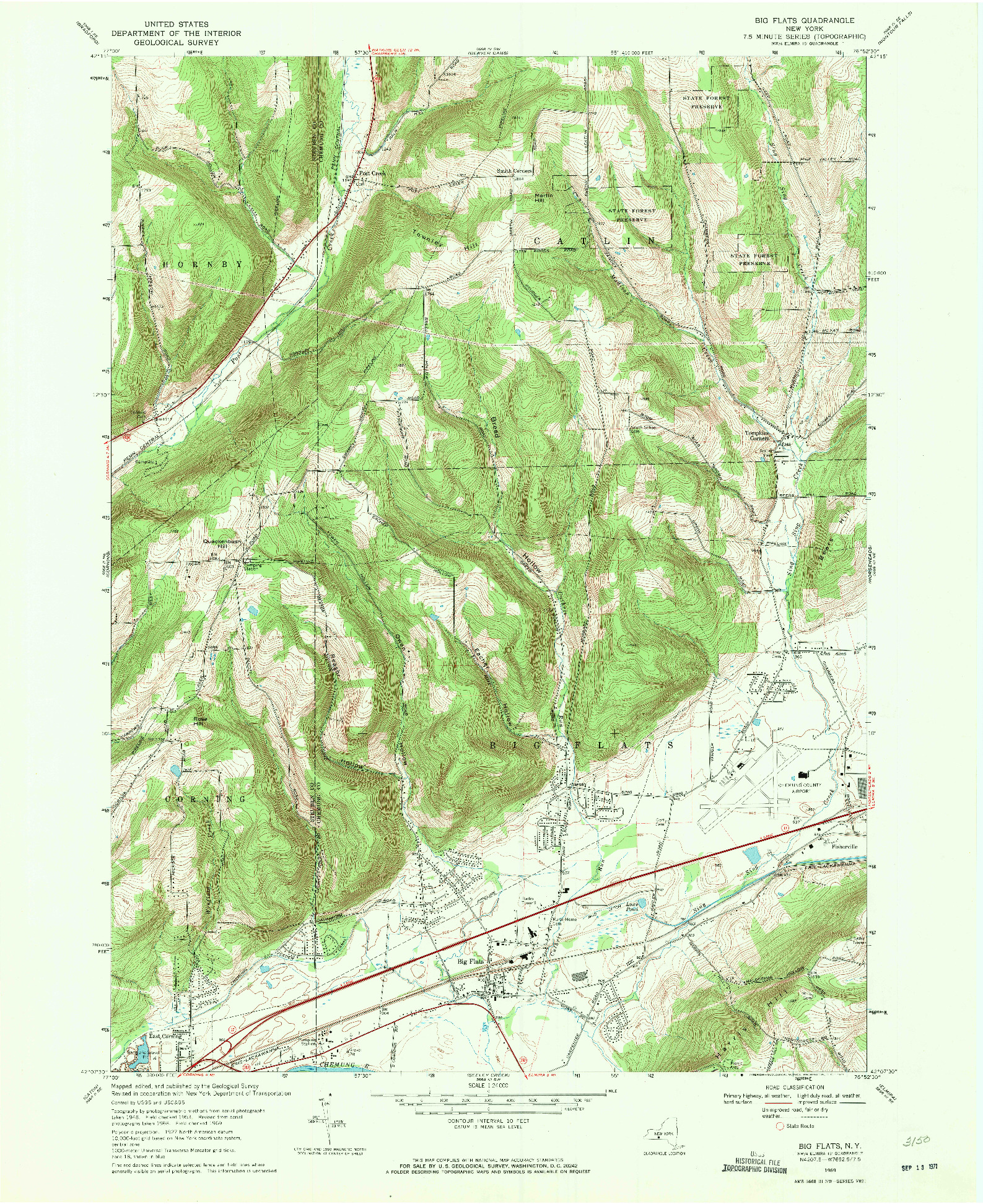 USGS 1:24000-SCALE QUADRANGLE FOR BIG FLATS, NY 1969