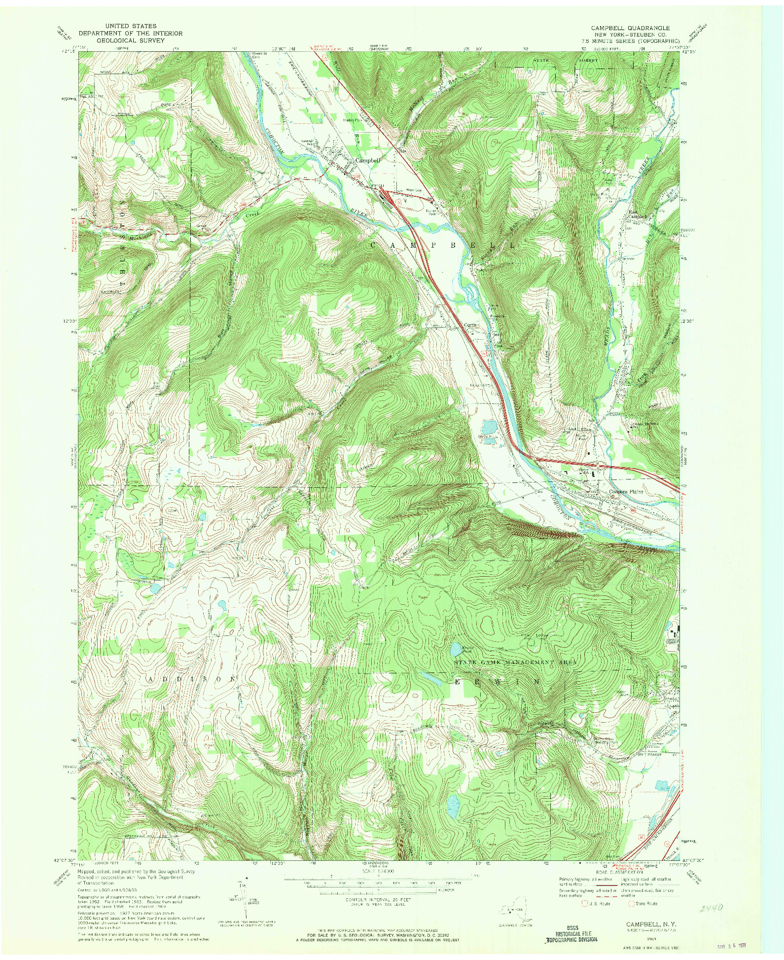 USGS 1:24000-SCALE QUADRANGLE FOR CAMPBELL, NY 1969