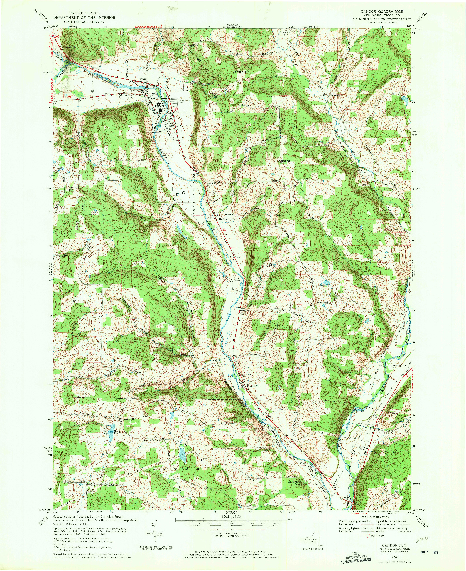 USGS 1:24000-SCALE QUADRANGLE FOR CANDOR, NY 1969