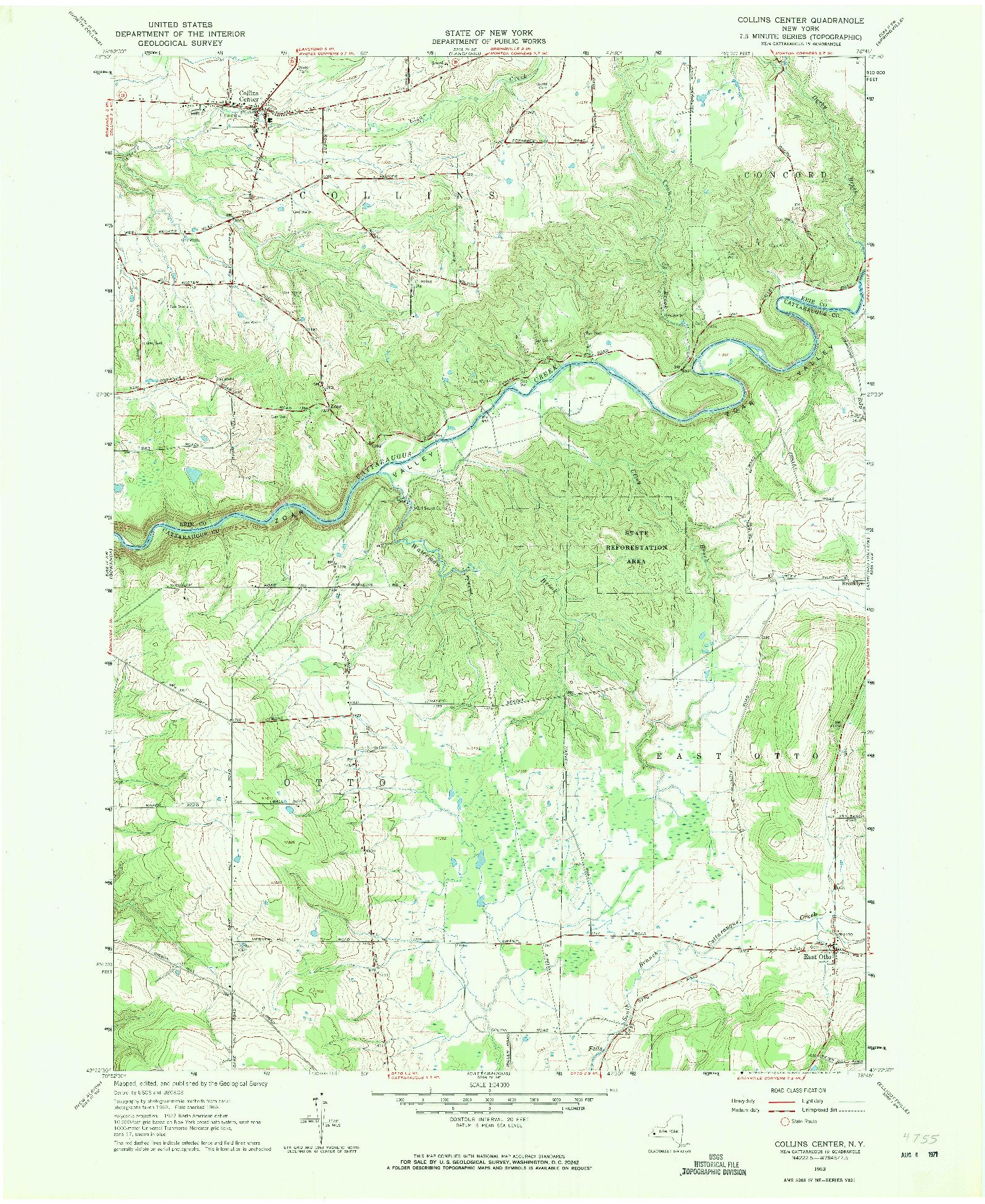 USGS 1:24000-SCALE QUADRANGLE FOR COLLINS CENTER, NY 1963