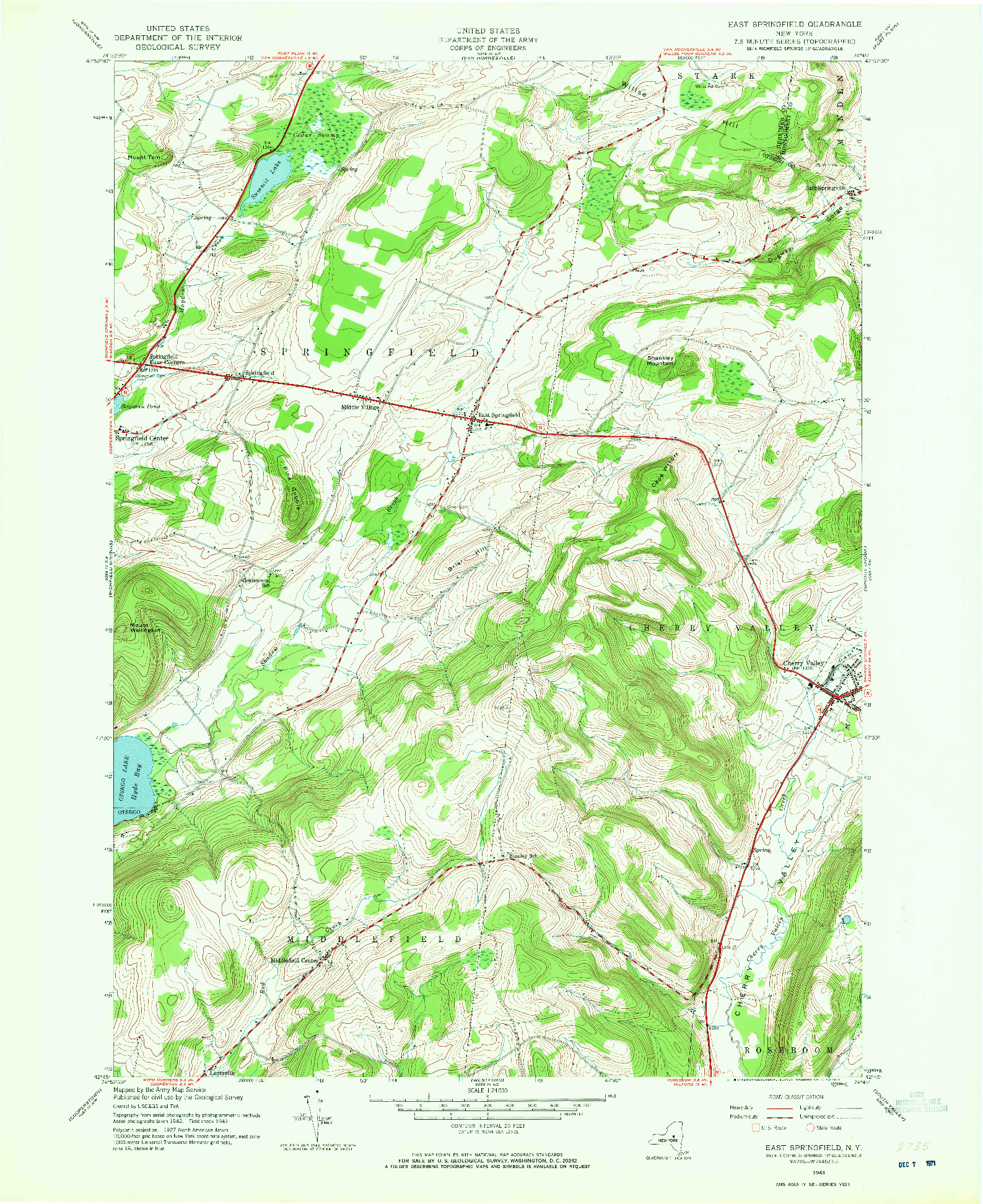 USGS 1:24000-SCALE QUADRANGLE FOR EAST SPRINGFIELD, NY 1943