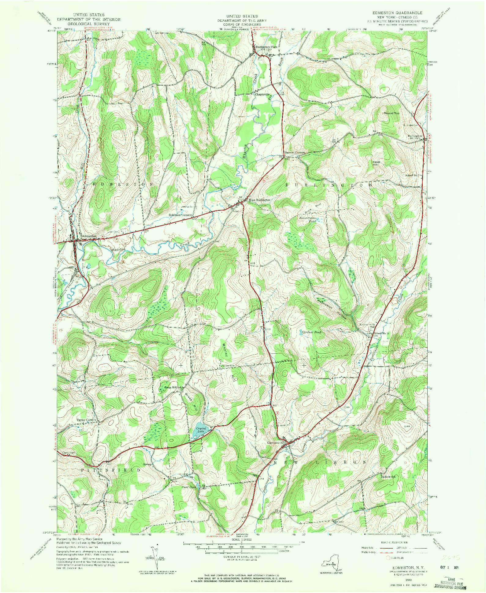 USGS 1:24000-SCALE QUADRANGLE FOR EDMESTON, NY 1943