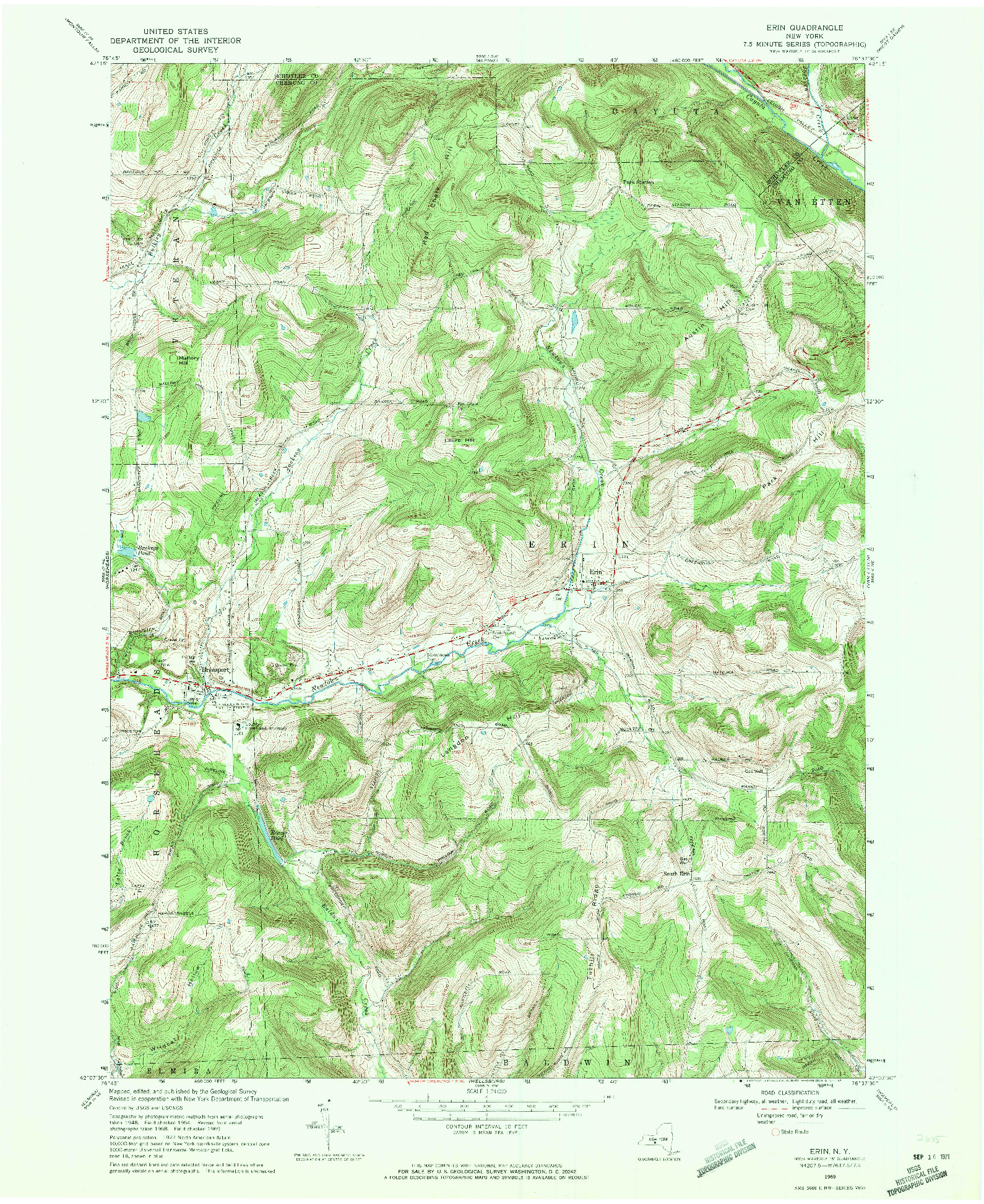 USGS 1:24000-SCALE QUADRANGLE FOR ERIN, NY 1969