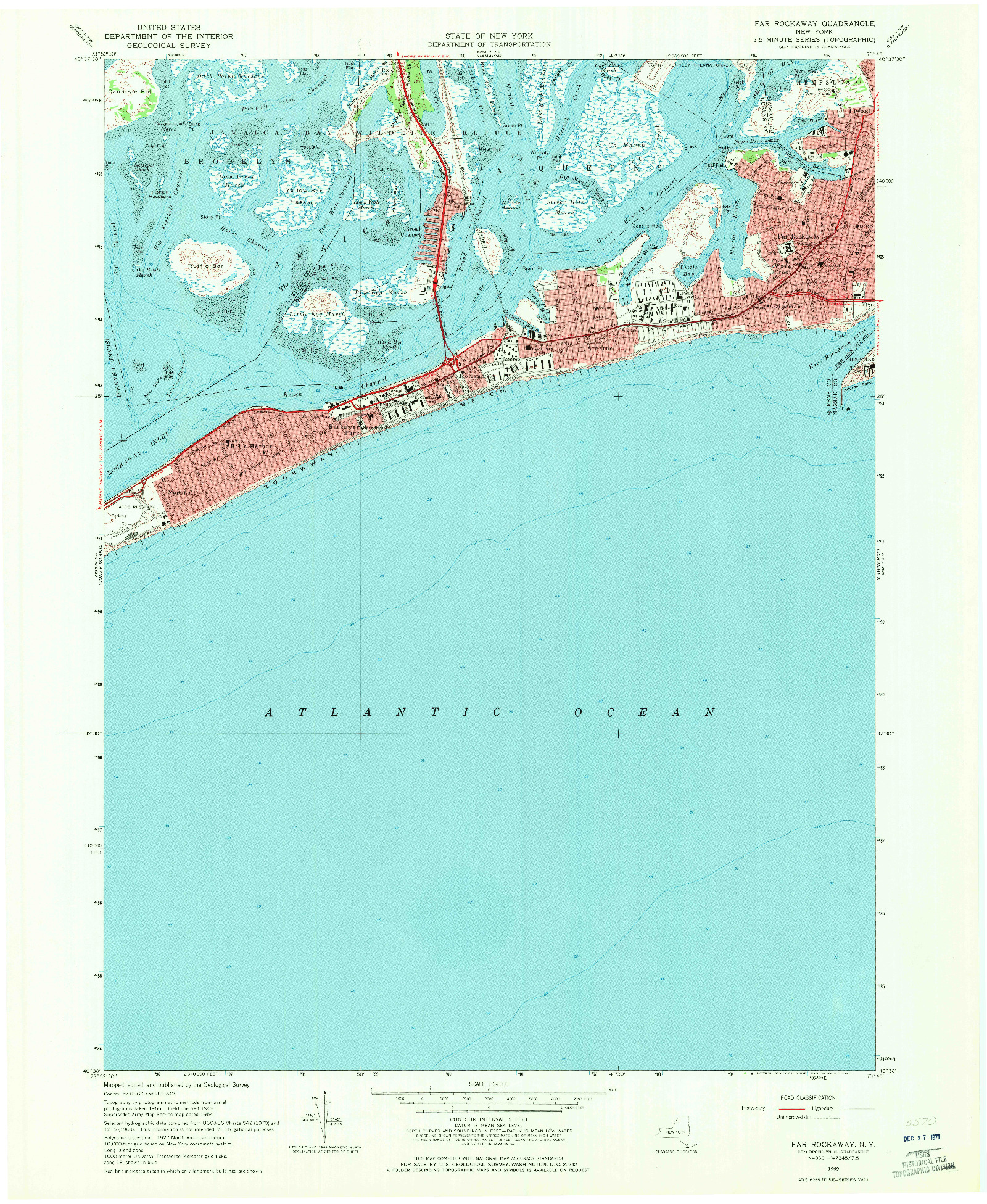 USGS 1:24000-SCALE QUADRANGLE FOR FAR ROCKAWAY, NY 1969