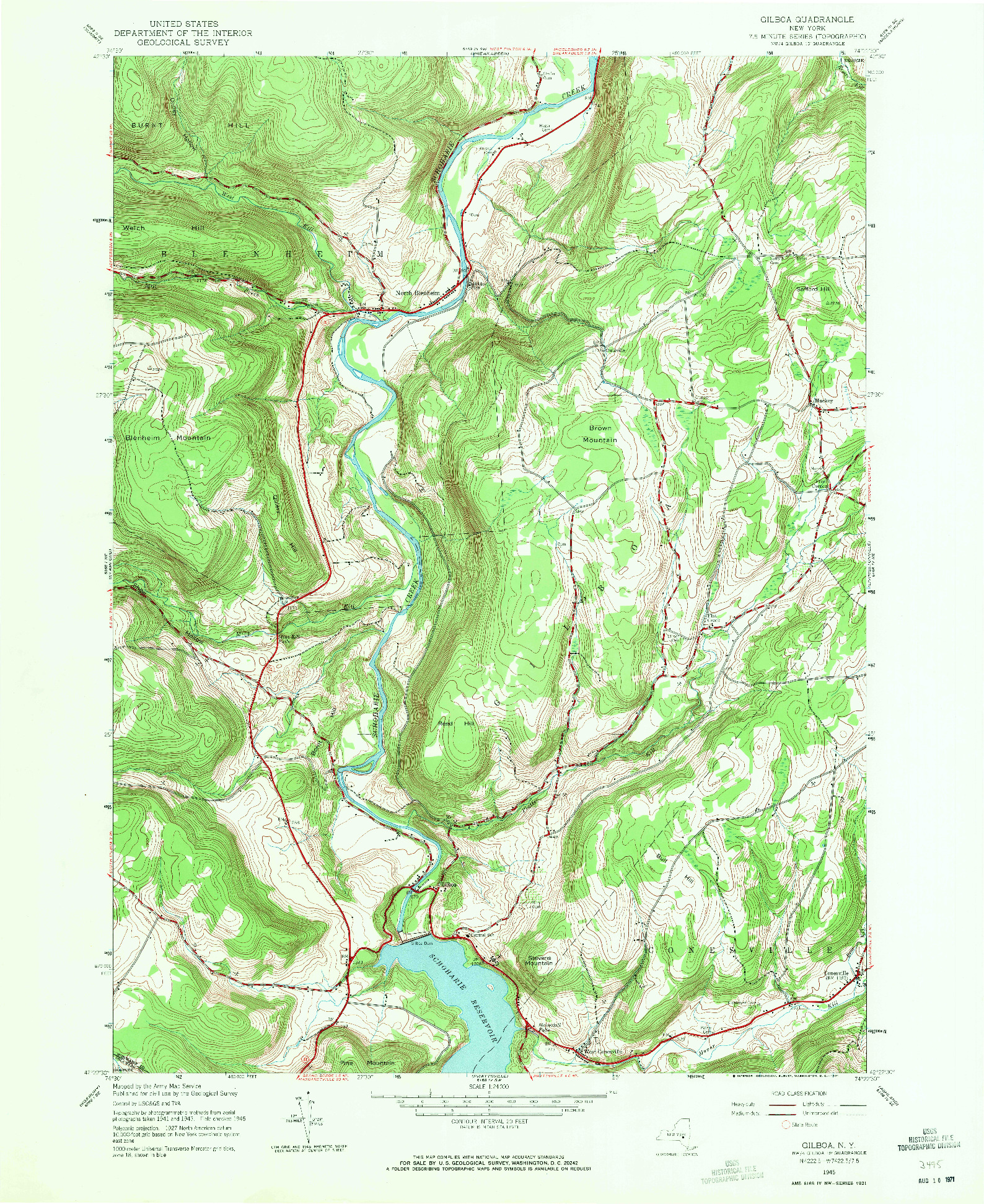 USGS 1:24000-SCALE QUADRANGLE FOR GILBOA, NY 1945