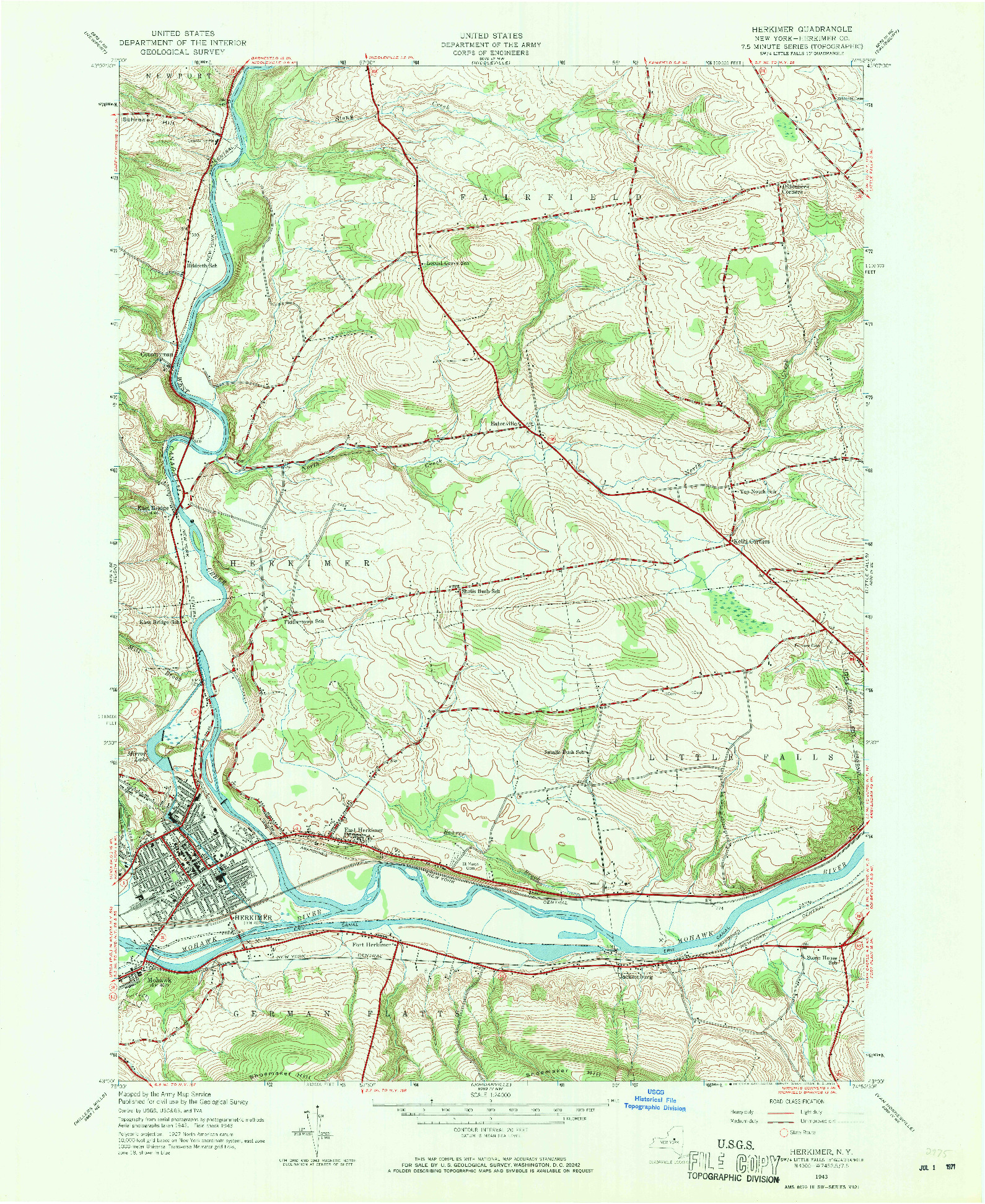 USGS 1:24000-SCALE QUADRANGLE FOR HERKIMER, NY 1943