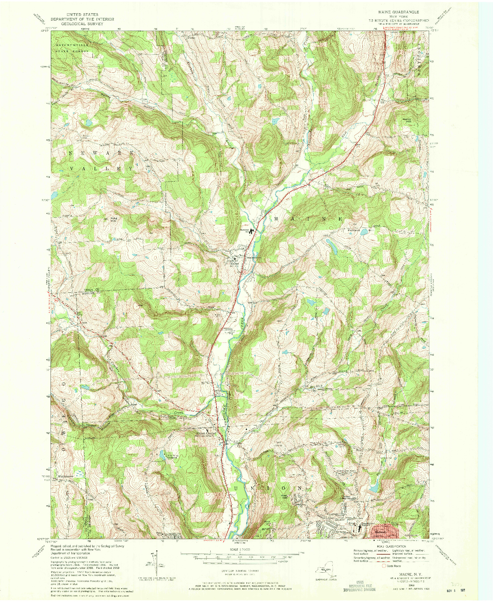 USGS 1:24000-SCALE QUADRANGLE FOR MAINE, NY 1969