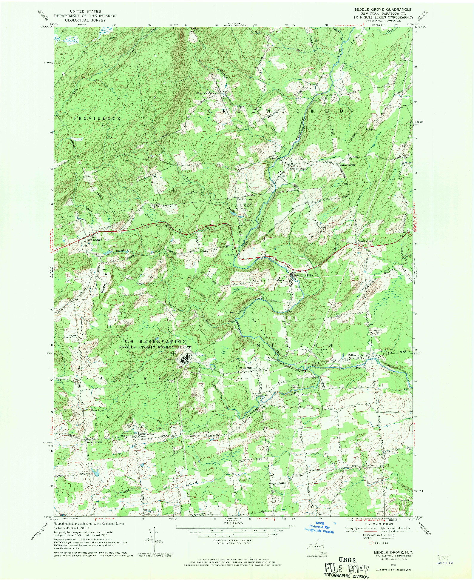 USGS 1:24000-SCALE QUADRANGLE FOR MIDDLE GROVE, NY 1967