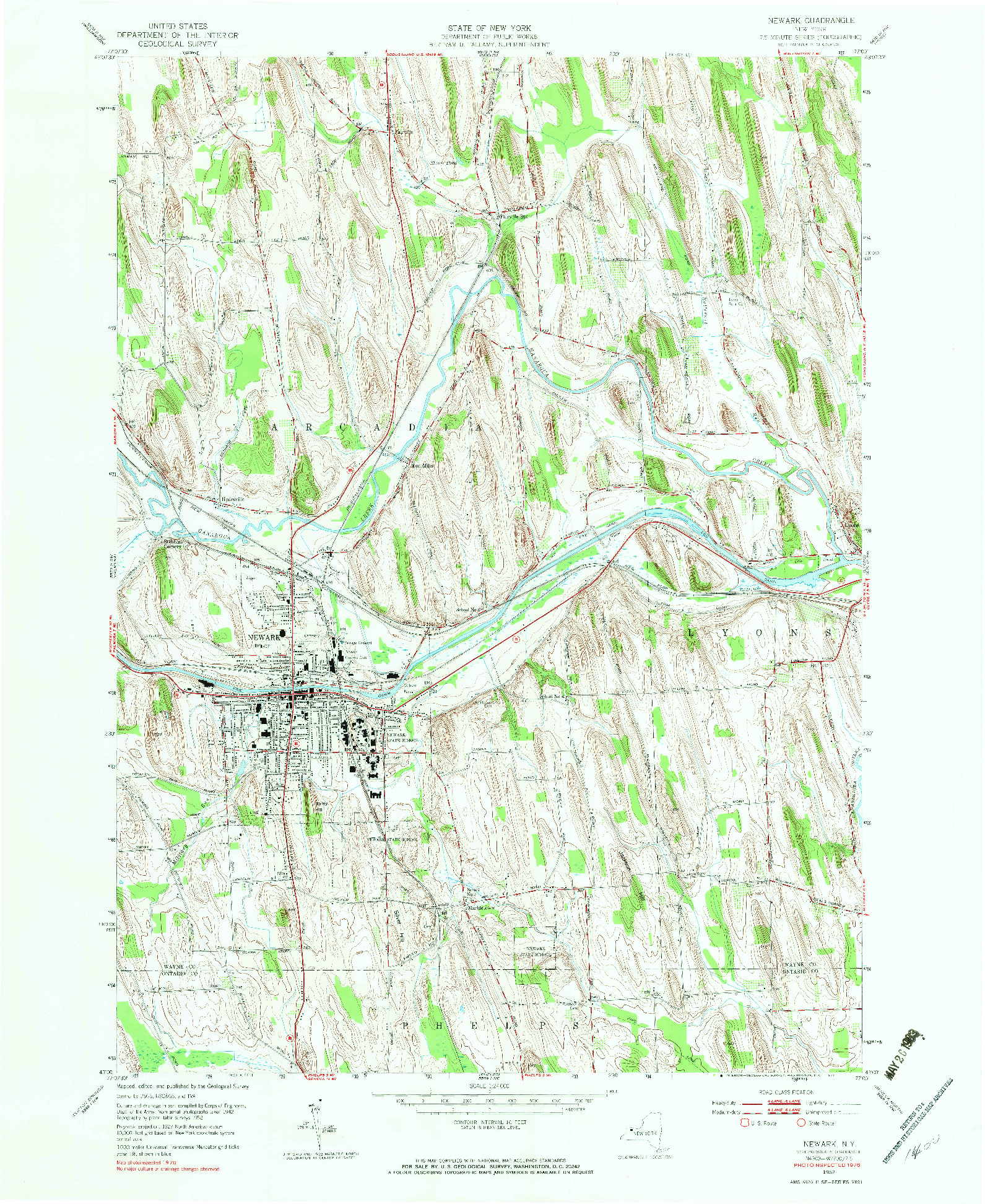 USGS 1:24000-SCALE QUADRANGLE FOR NEWARK, NY 1952