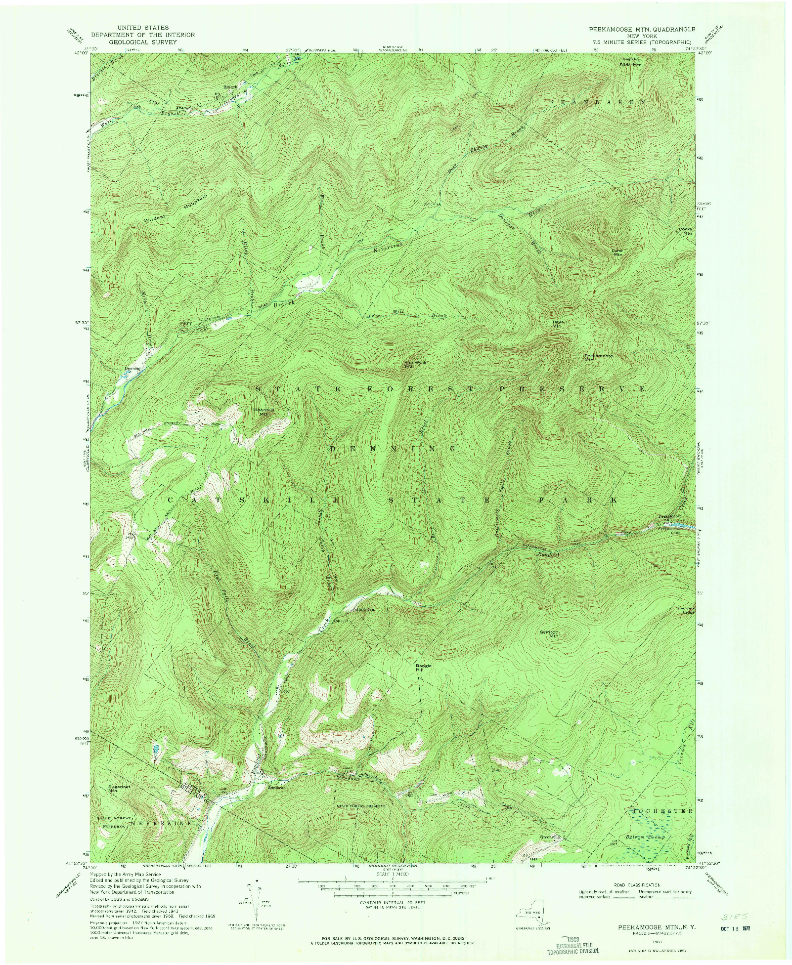 USGS 1:24000-SCALE QUADRANGLE FOR PEEKAMOOSE MTN, NY 1969