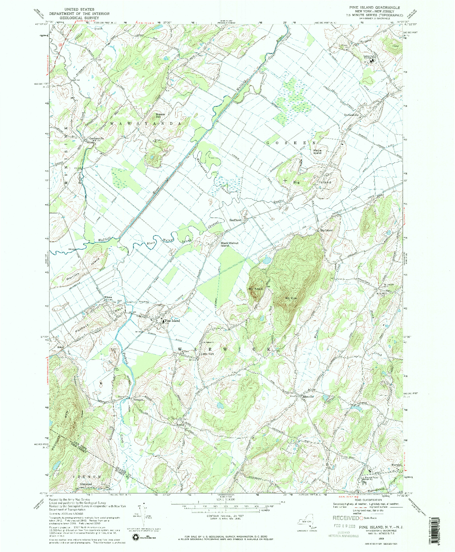 USGS 1:24000-SCALE QUADRANGLE FOR PINE ISLAND, NY 1969