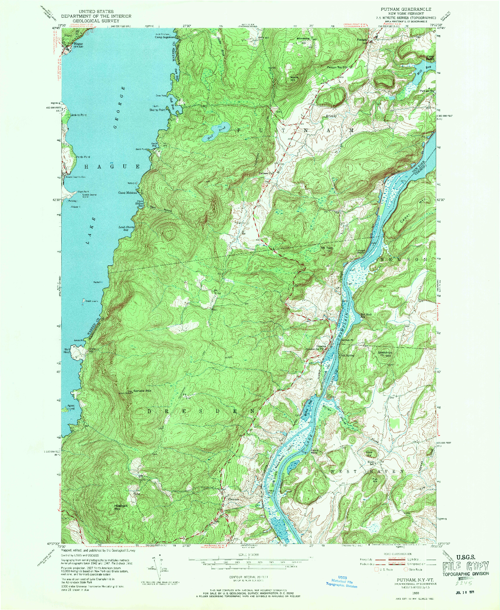 USGS 1:24000-SCALE QUADRANGLE FOR PUTNAM, NY 1950