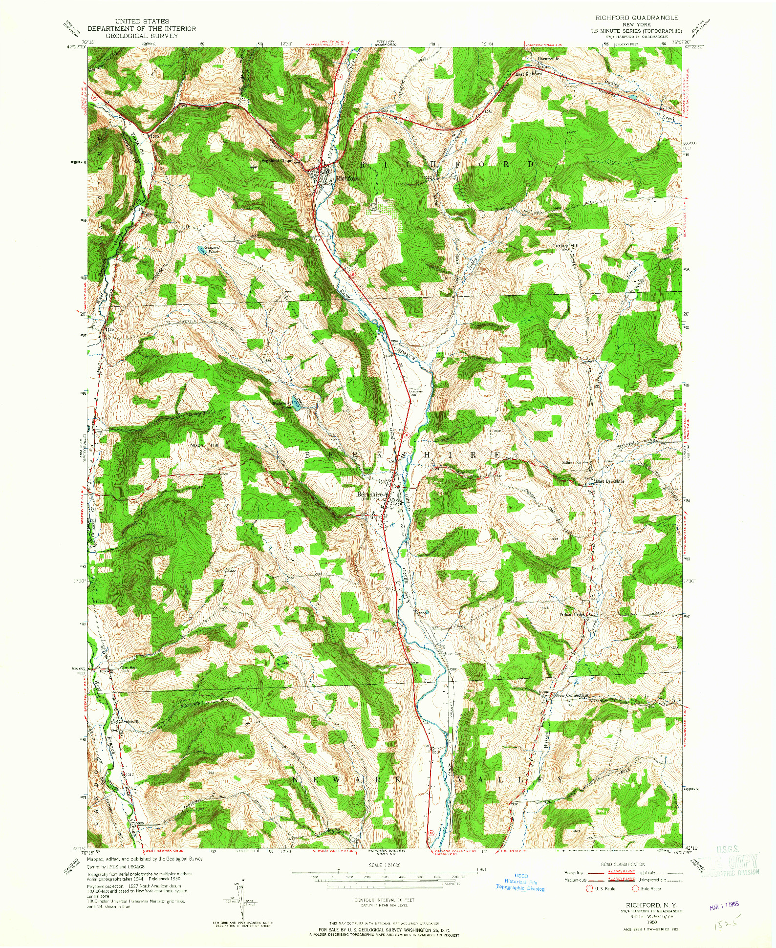 USGS 1:24000-SCALE QUADRANGLE FOR RICHFORD, NY 1950