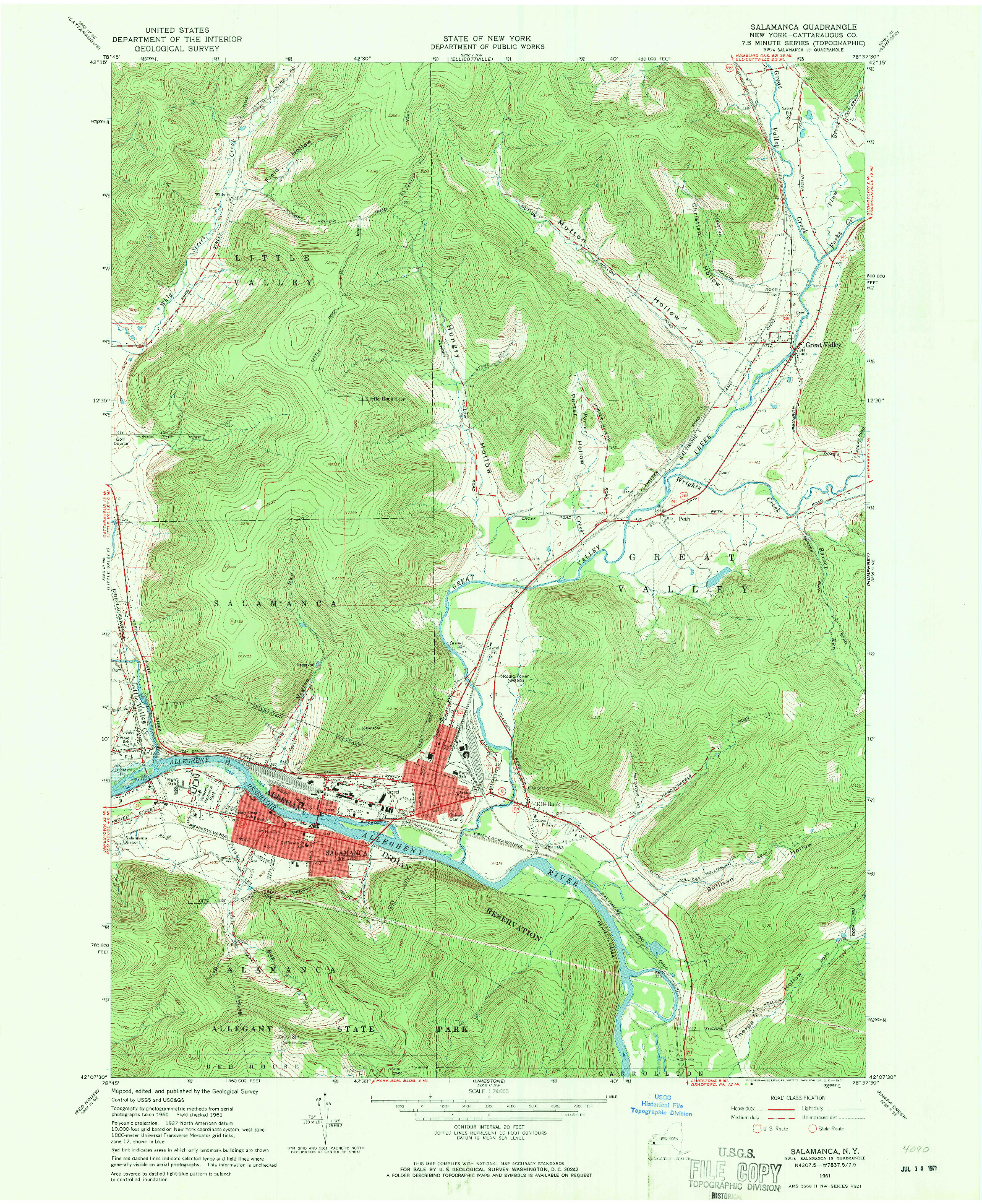 USGS 1:24000-SCALE QUADRANGLE FOR SALAMANCA, NY 1961