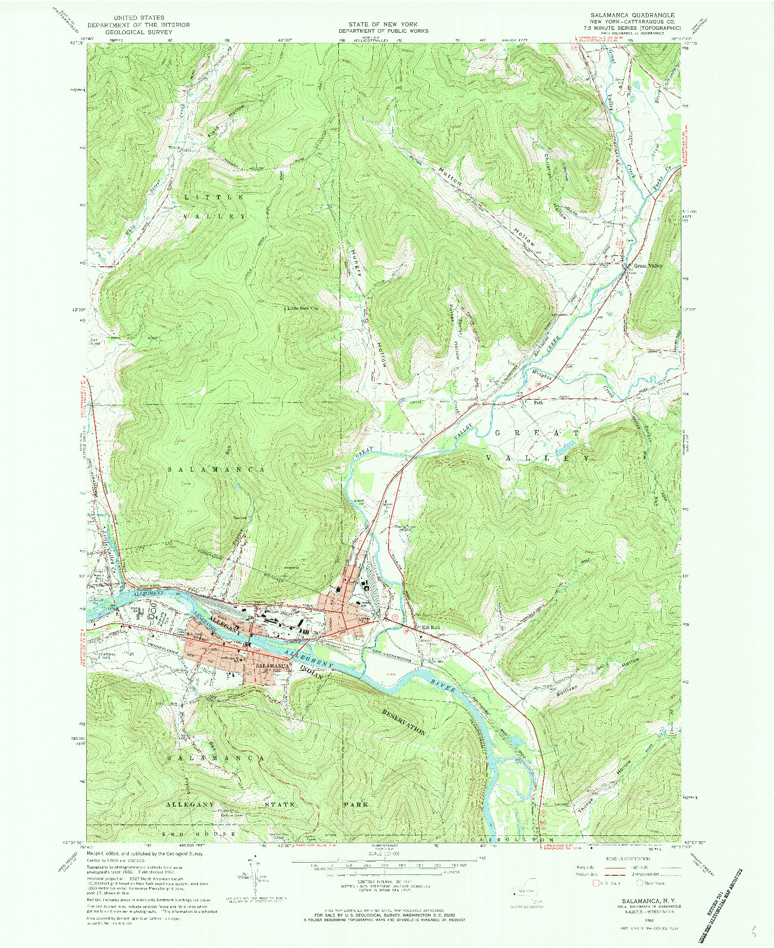 USGS 1:24000-SCALE QUADRANGLE FOR SALAMANCA, NY 1961