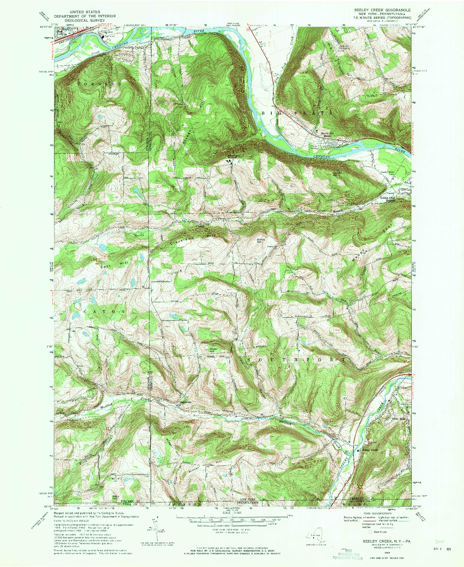 USGS 1:24000-SCALE QUADRANGLE FOR SEELEY CREEK, NY 1969