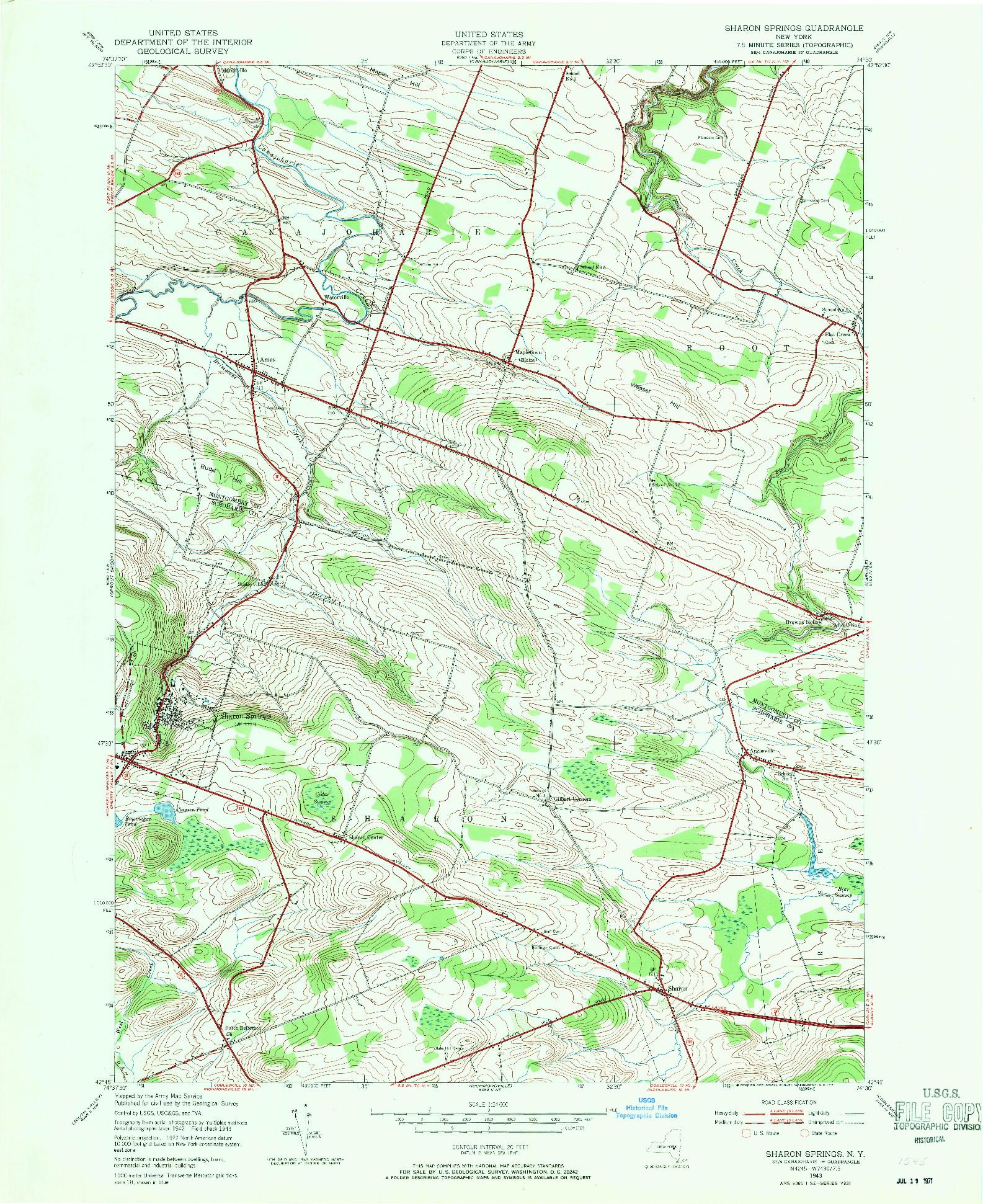 USGS 1:24000-SCALE QUADRANGLE FOR SHARON SPRINGS, NY 1943