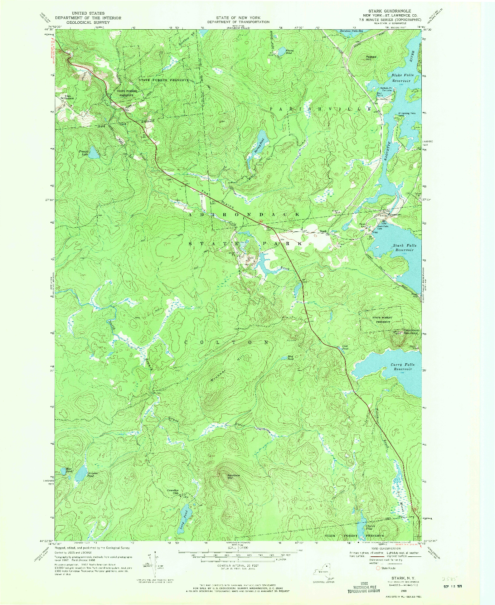 USGS 1:24000-SCALE QUADRANGLE FOR STARK, NY 1968