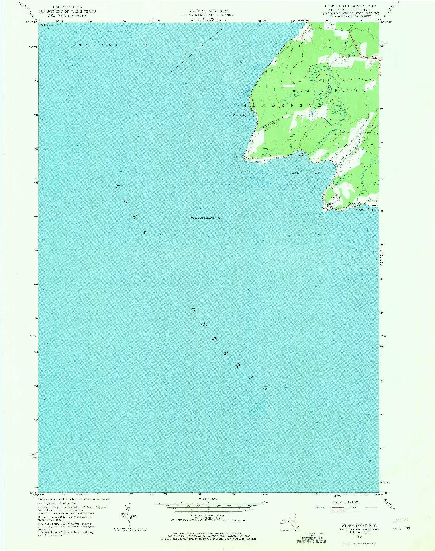 USGS 1:24000-SCALE QUADRANGLE FOR STONY POINT, NY 1958