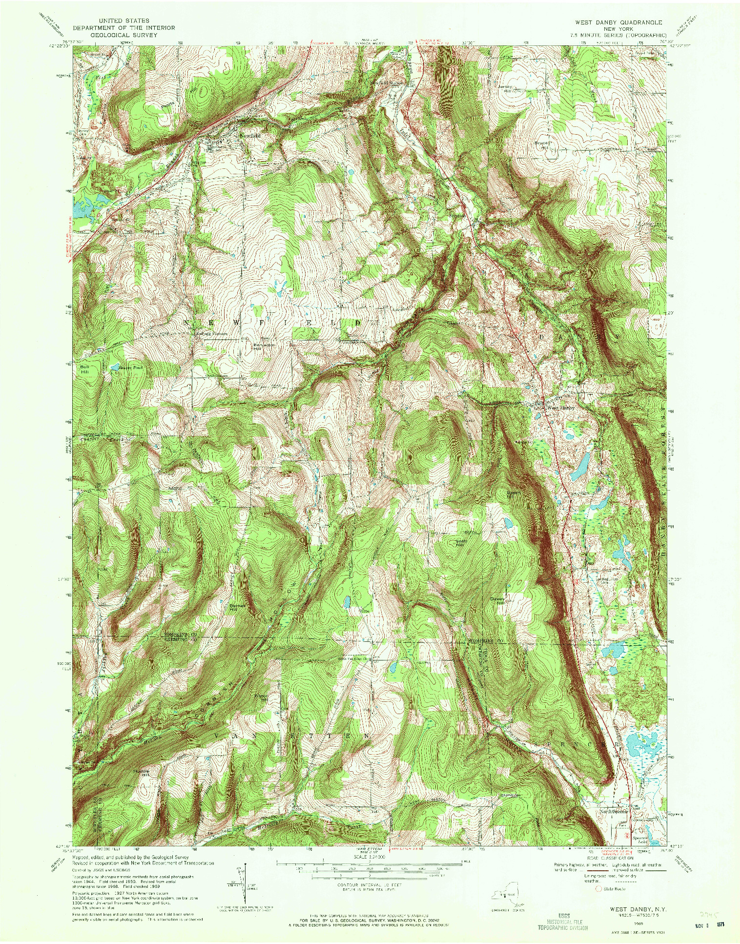 USGS 1:24000-SCALE QUADRANGLE FOR WEST DANBY, NY 1969