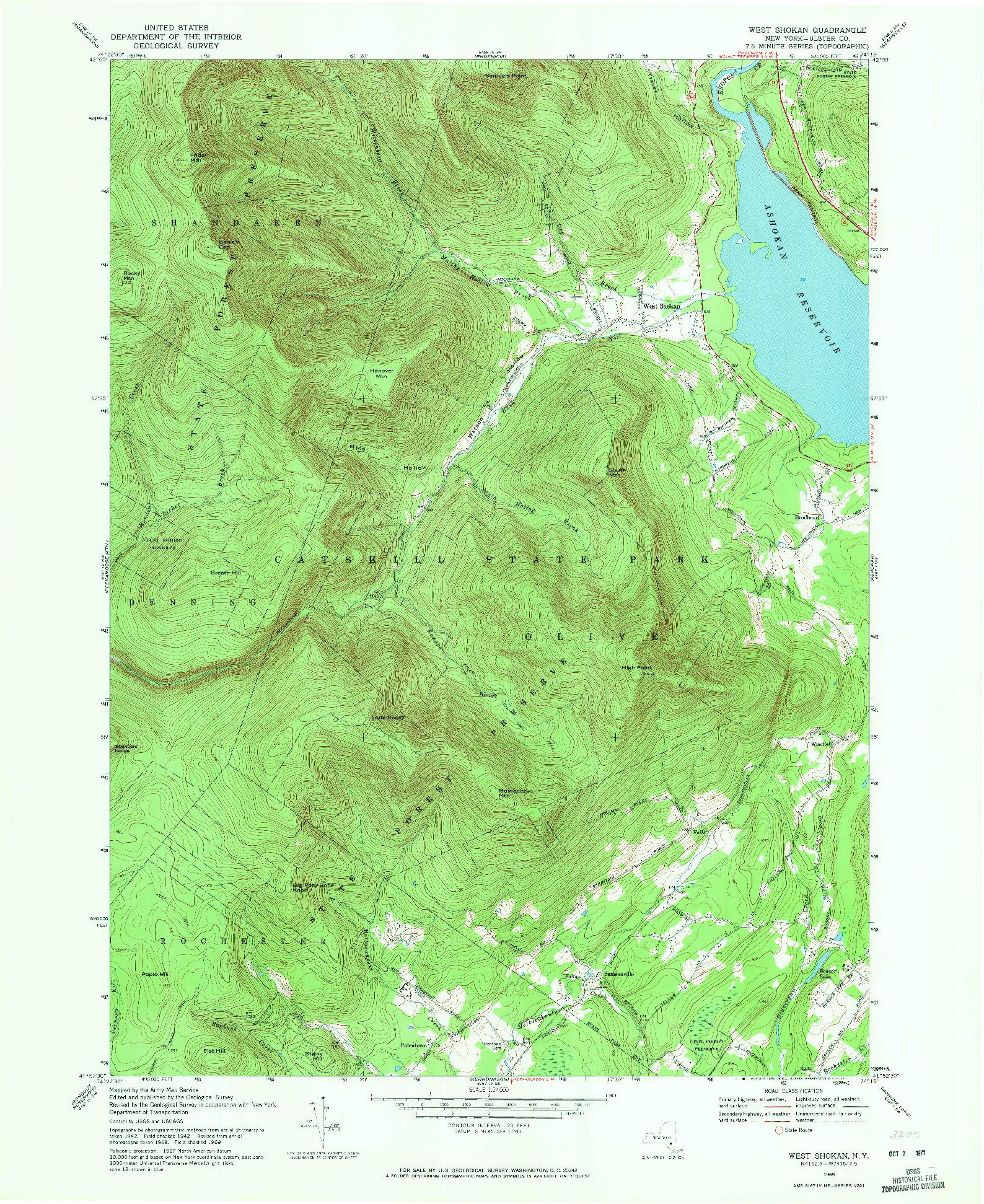 USGS 1:24000-SCALE QUADRANGLE FOR WEST SHOKAN, NY 1969